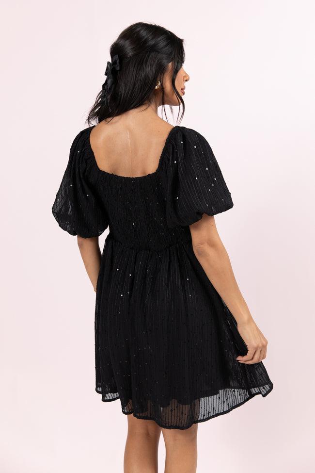 Get Figgy With It Black Textured Surplice Neckline Holiday Dress  FINAL SALE Product Image
