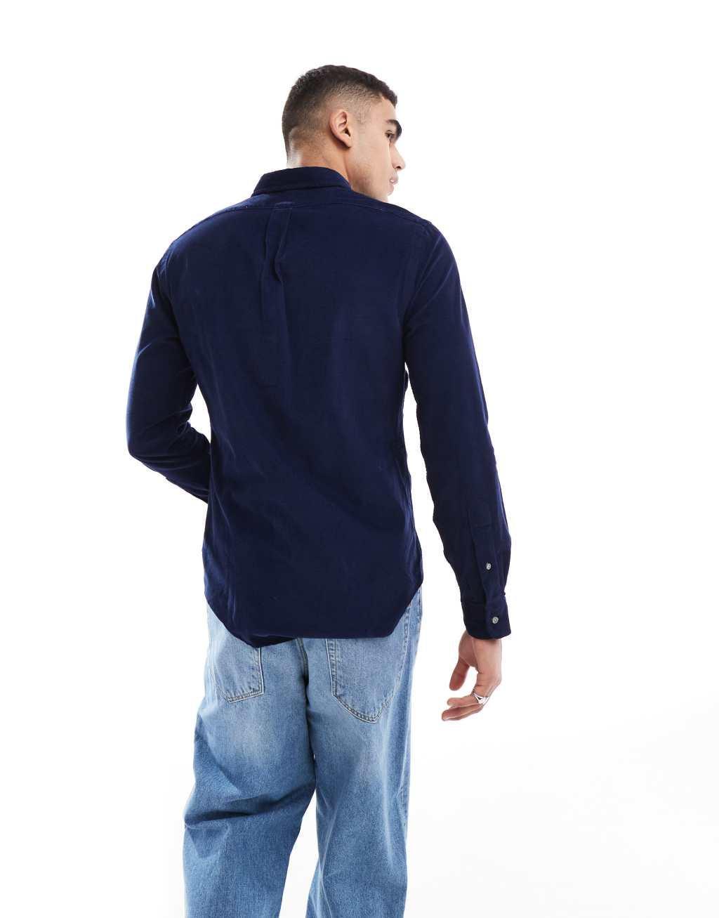Polo Ralph Lauren icon logo slim fit cord shirt in navy Product Image