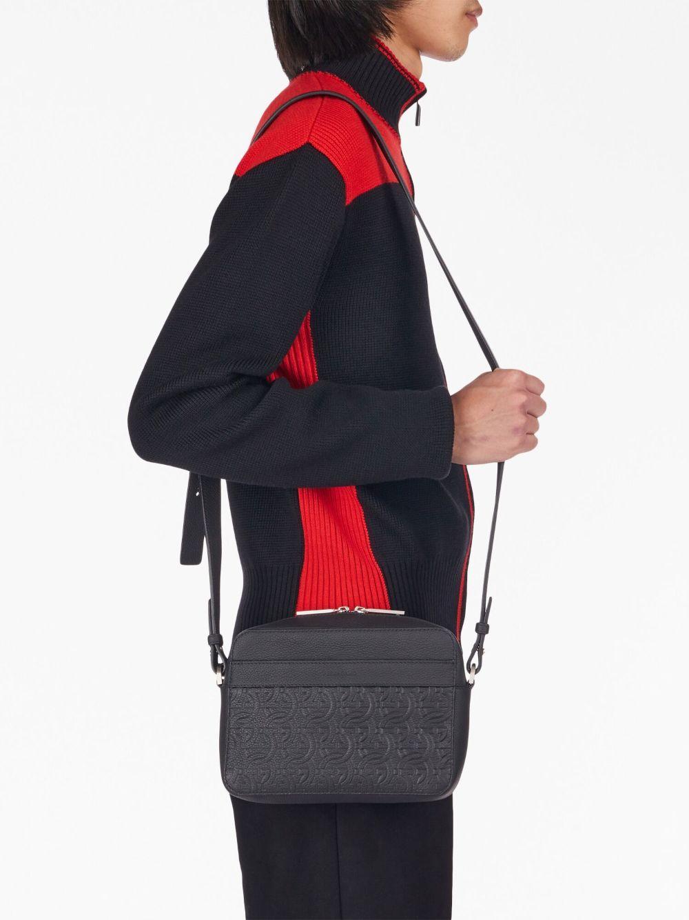 logo-embossed leather shoulder bag Product Image