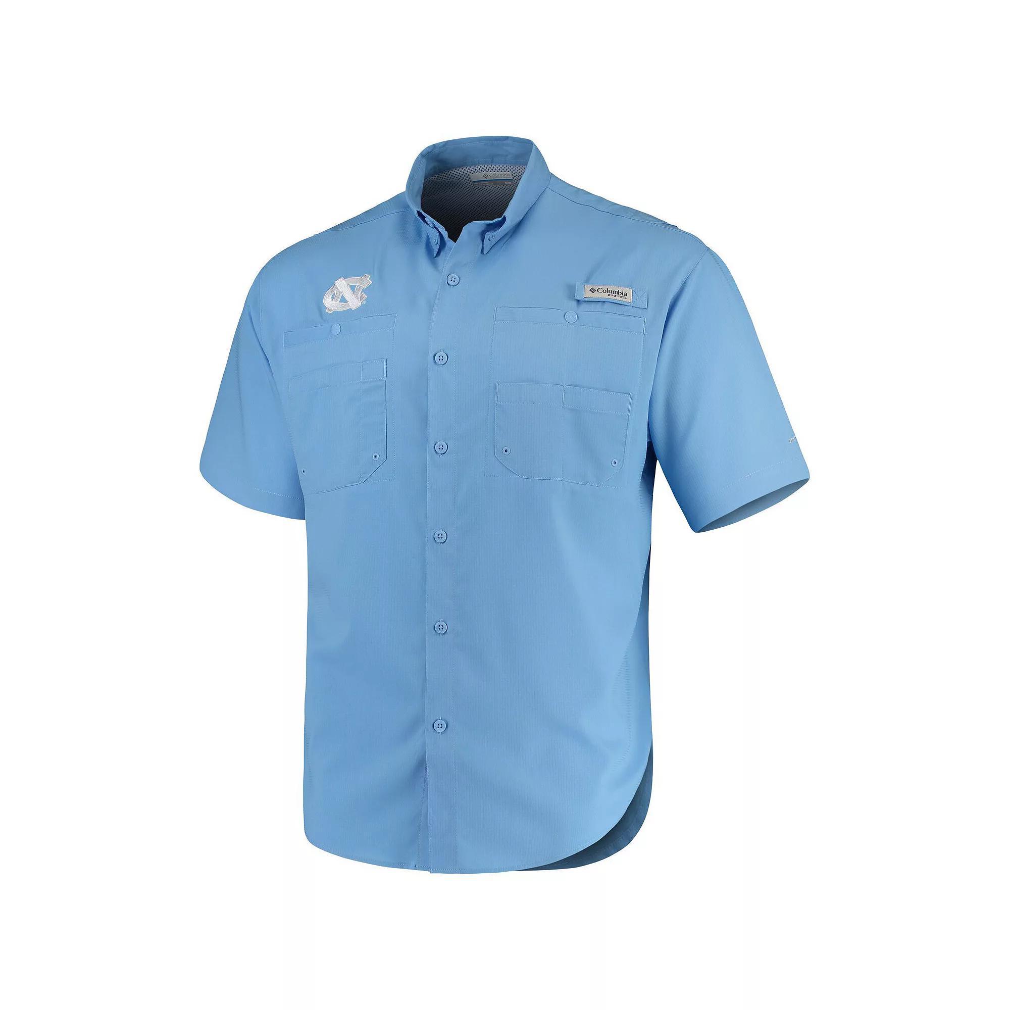 Men's Columbia Light Blue North Carolina Tar Heels PFG Tamiami Shirt, Size: Large Product Image
