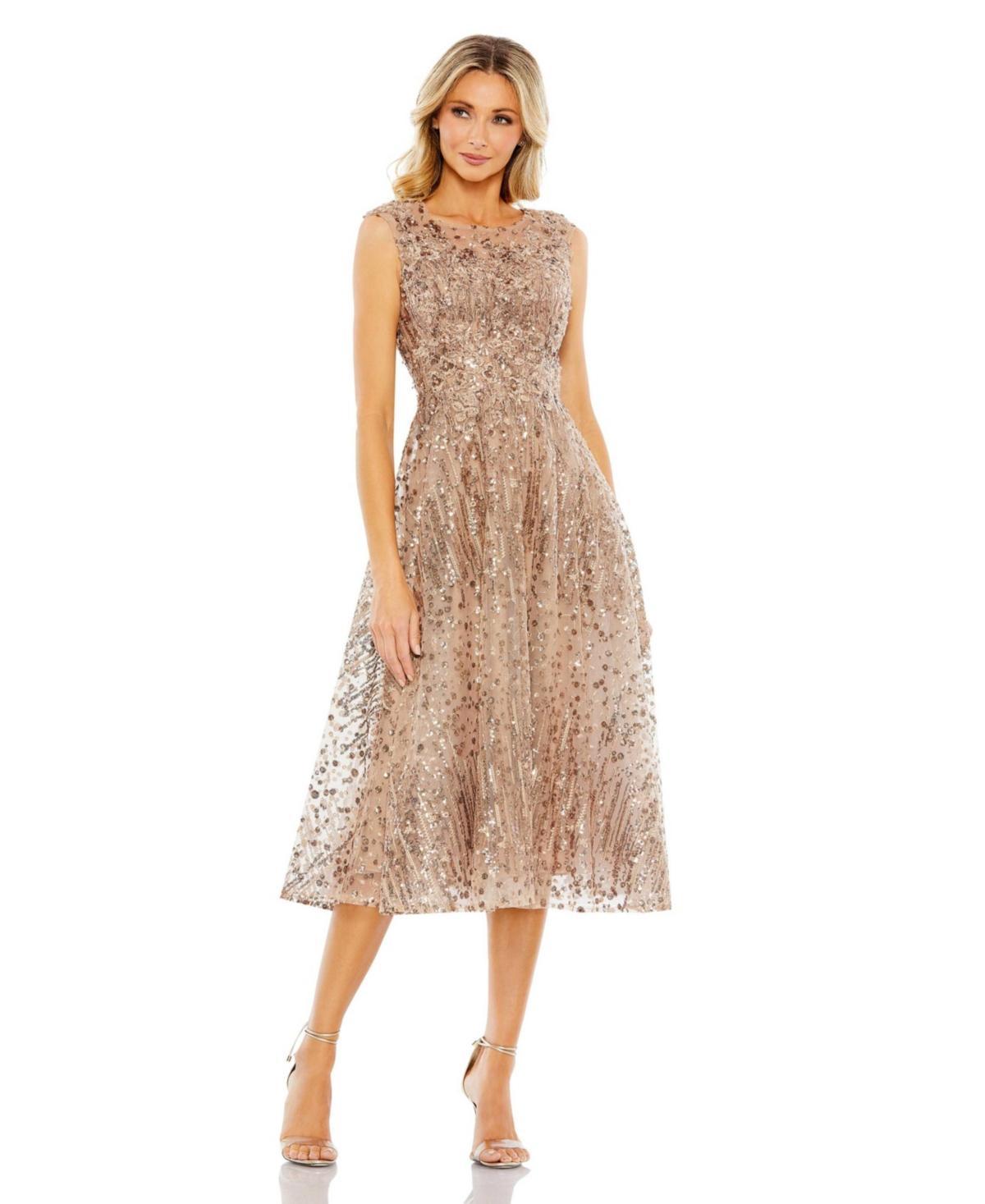 Womens Sequined Cap-Sleeve Cocktail Dress Product Image