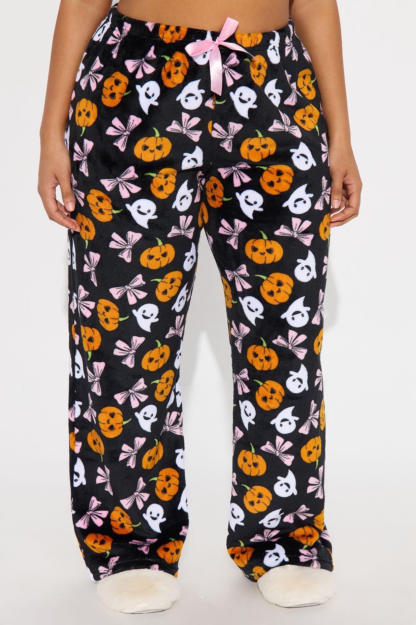 Spooky Cutie Halloween Plush PJ Pants - Black/combo Female Product Image