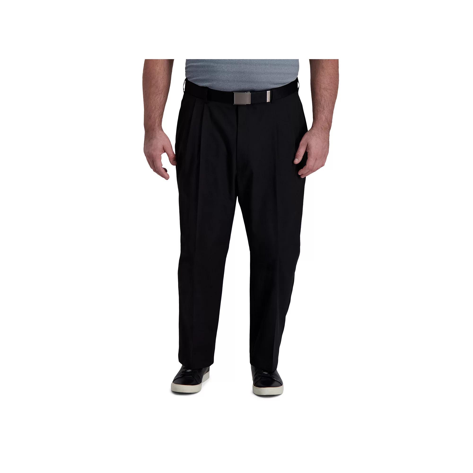 Big & Tall Haggar® Cool Right® Classic-Fit Pleated Performance Flex Pants, Men's, Size: 54X30, Black Product Image