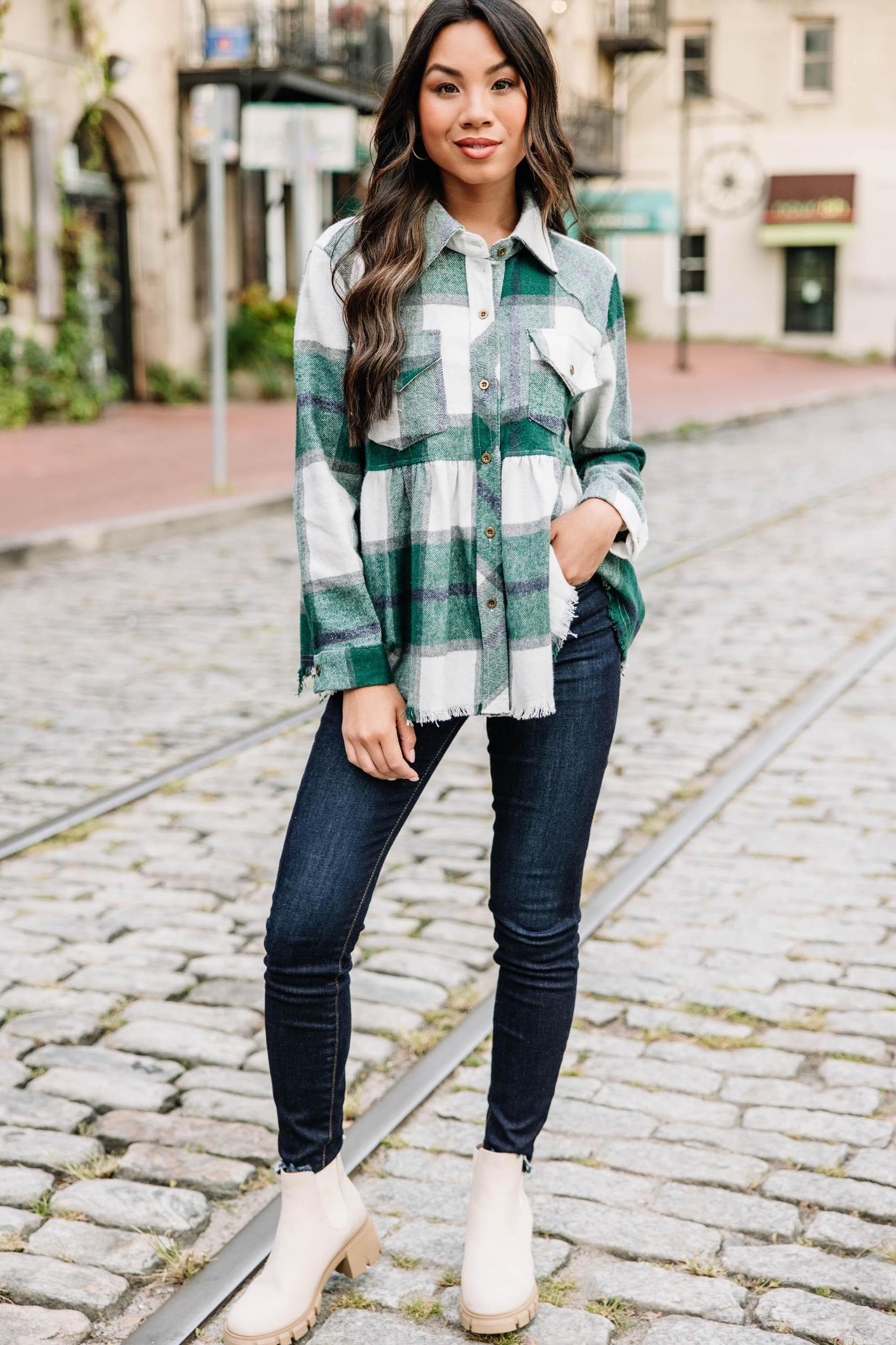 Make Your Own Choices Green Plaid Top Female Product Image