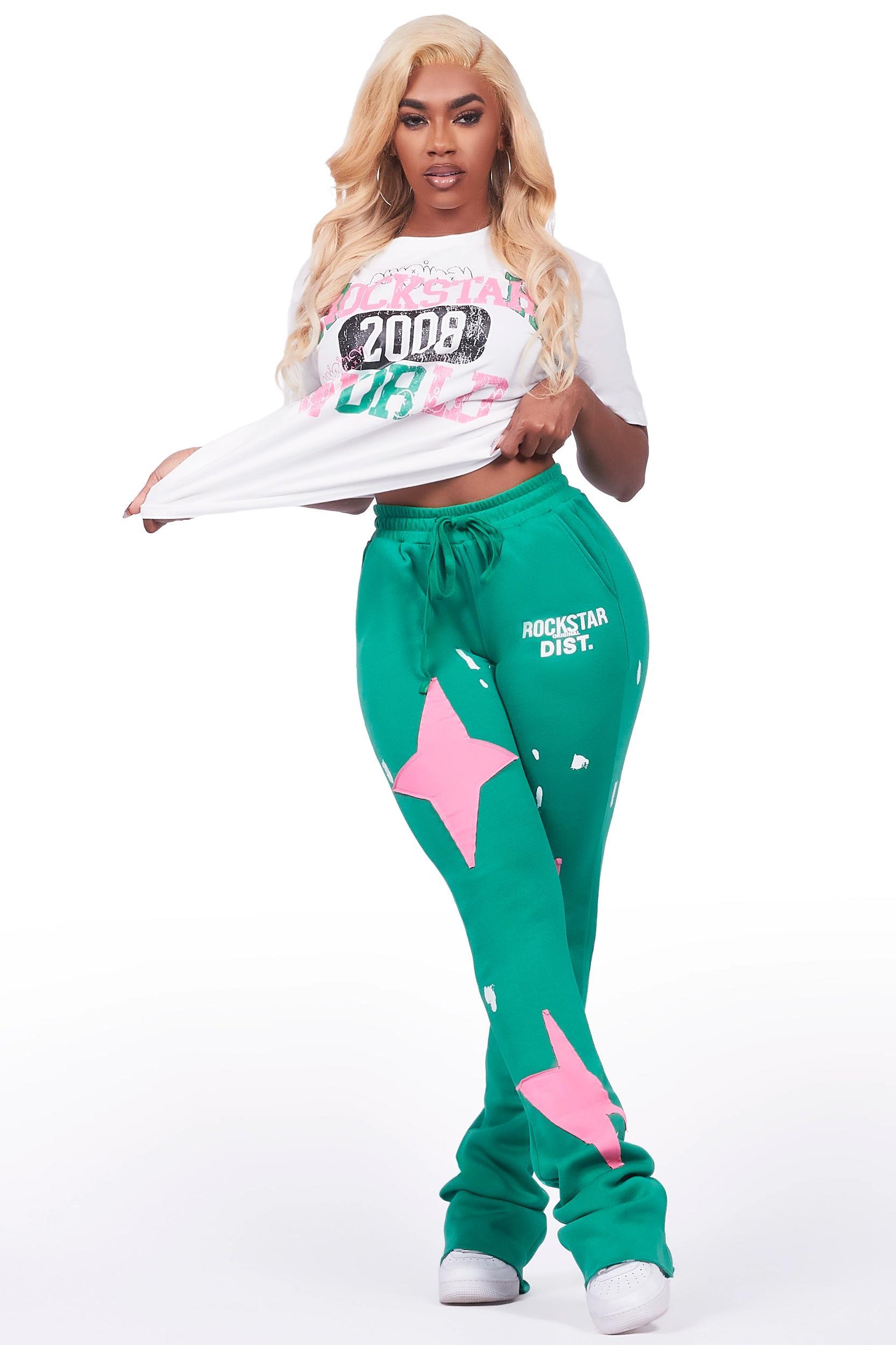 Aliyah White/Green T-Shirt Trackset Female Product Image