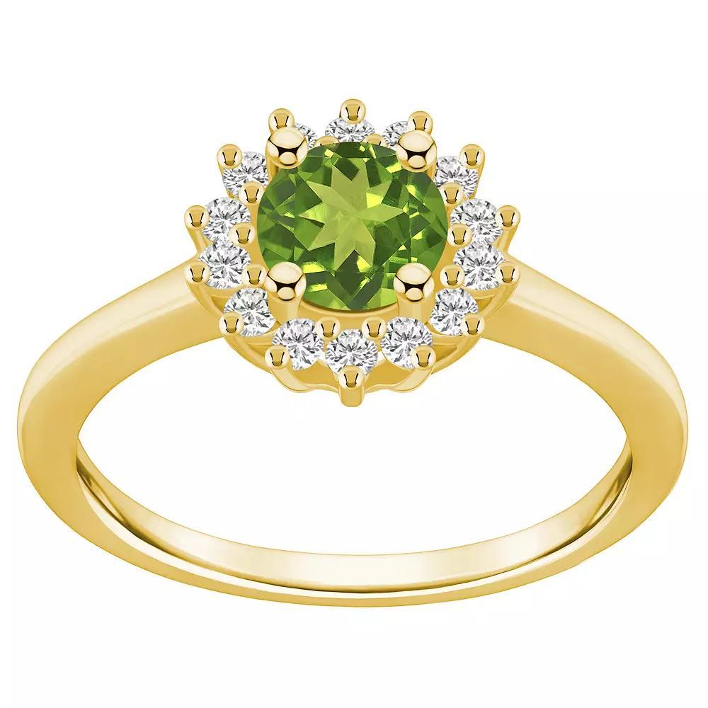 Alyson Layne 14k Gold Peridot & 1/4 Carat T.W. Diamond Halo Ring, Women's, Size: 10, Green Product Image