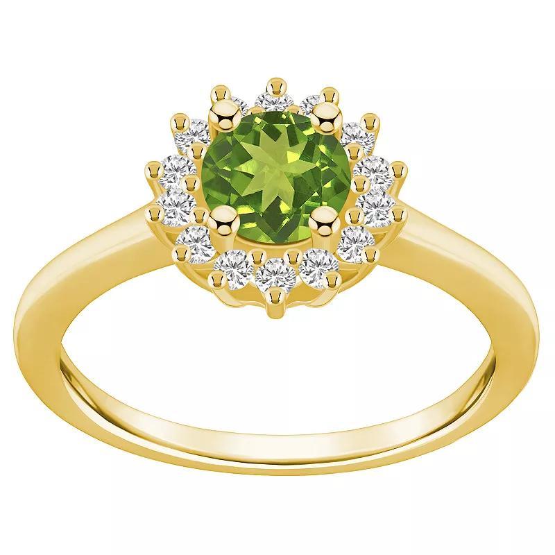 Alyson Layne 14k Gold Peridot & 1/4 Carat T.W. Diamond Halo Ring, Women's, Size: 10, Green Product Image