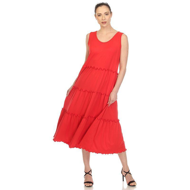 White Mark Womens Scoop Neck Tiered Midi Dress Product Image
