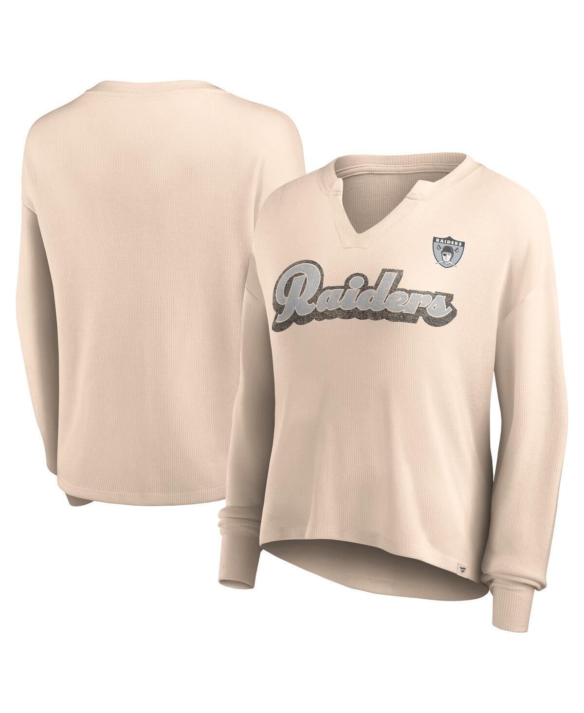 Women's Fanatics Branded Tan Las Vegas Raiders Go For It Notch Neck Waffle Knit Long Sleeve T-Shirt, Size: XS, Lvr Team Product Image