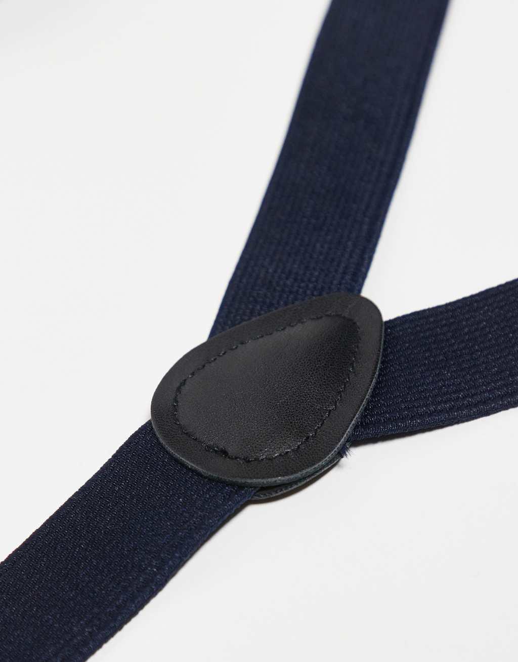 ASOS DESIGN suspenders set in navy Product Image