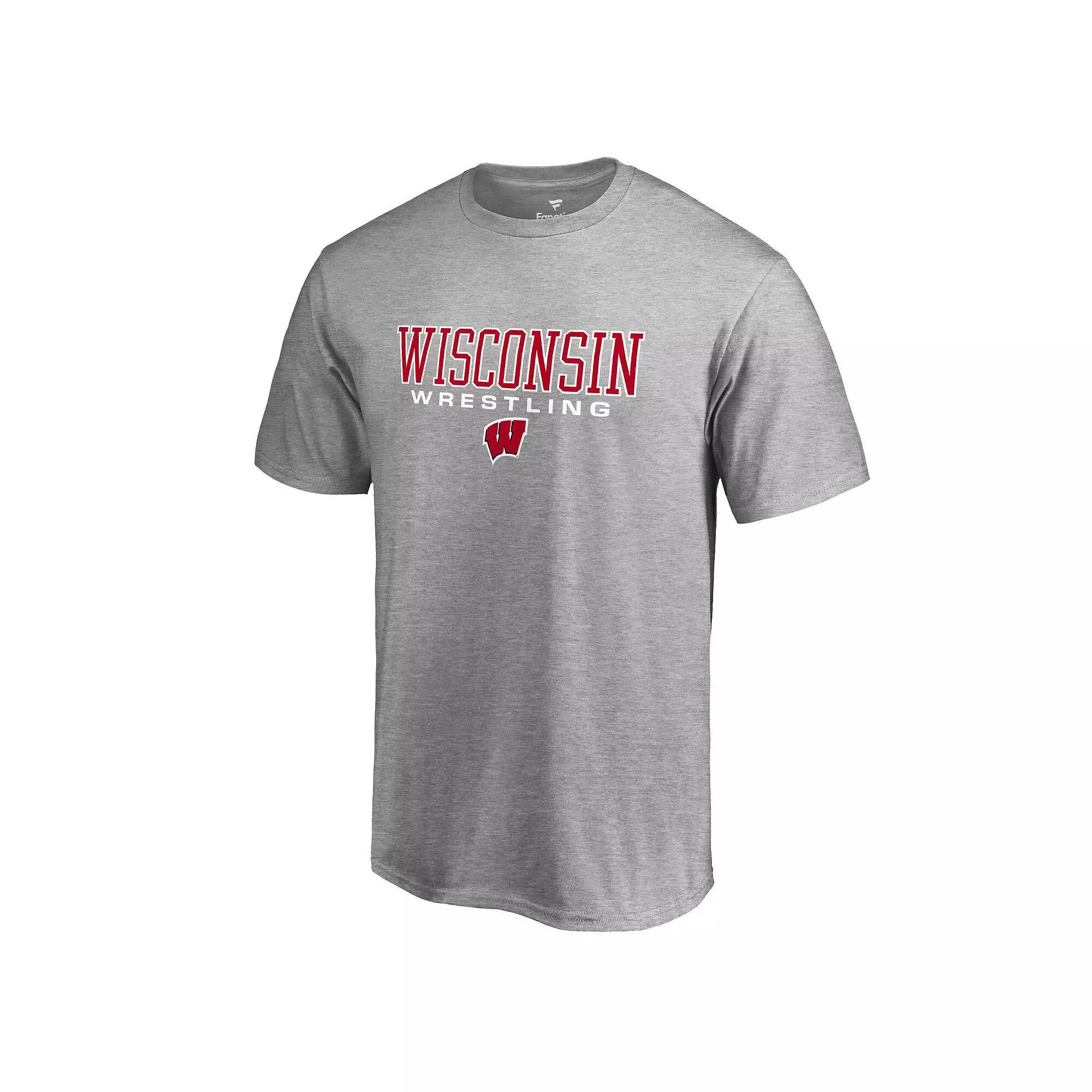 Men's Fanatics Branded Heathered Gray Wisconsin Badgers True Sport Wrestling T-Shirt, Size: XL, Grey Product Image