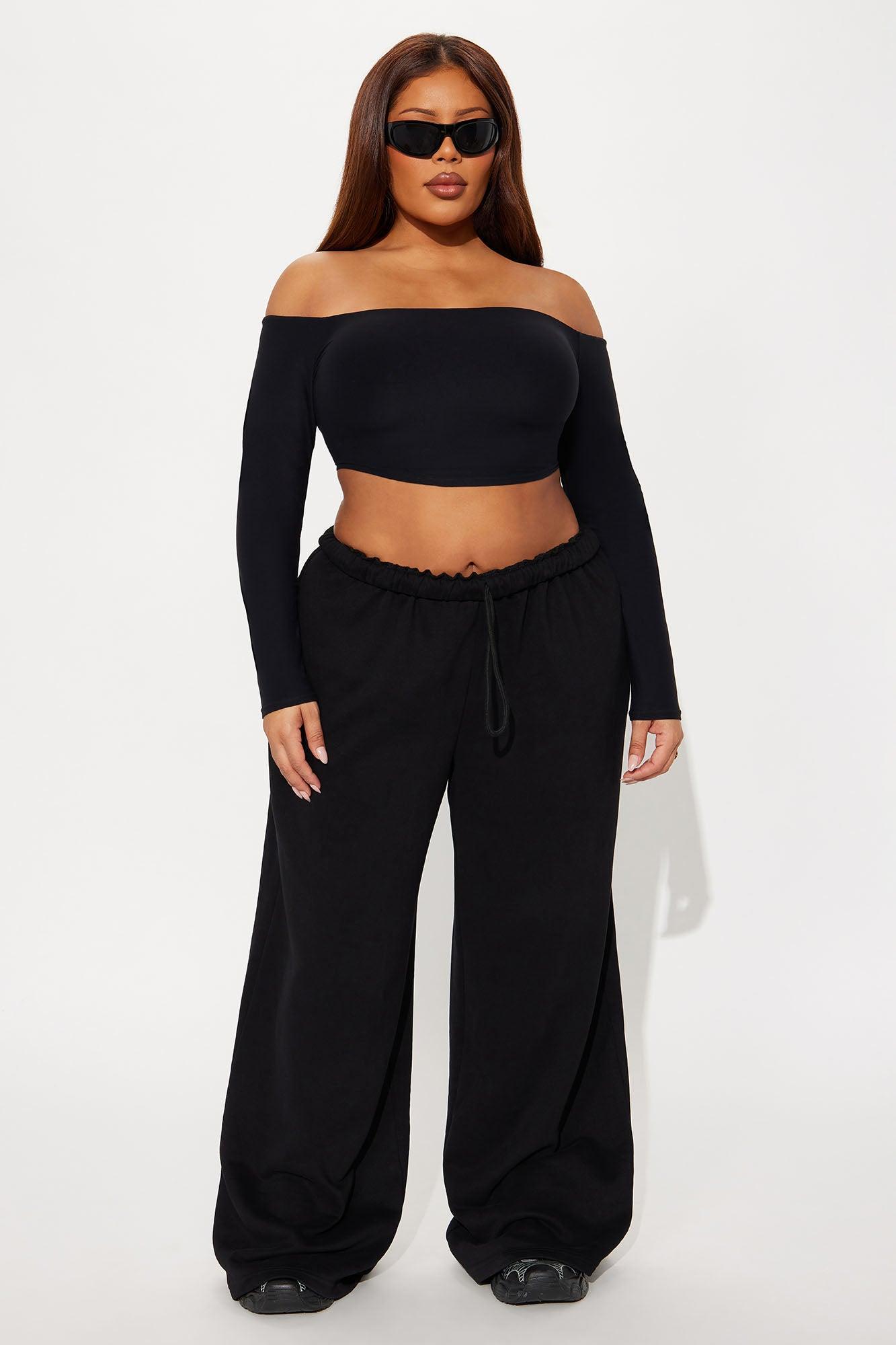 Second Skin Off Shoulder Cropped Top - Black Product Image