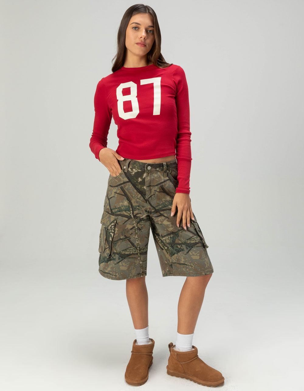 RSQ Womens 87 Long Sleeve Baby Tee - RED Product Image