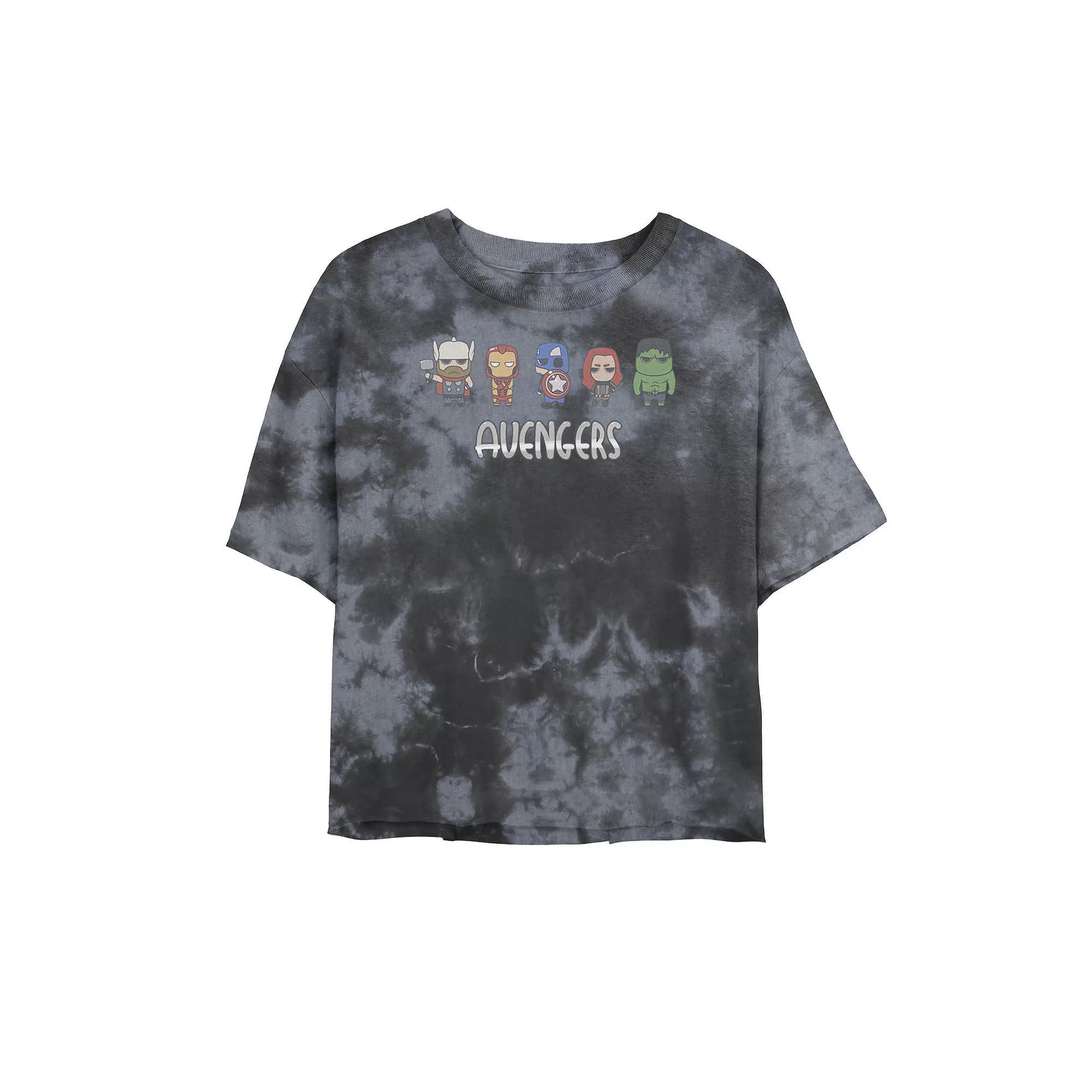 Juniors Marvel Avengers Doodle Group Shot Tee, Girls Black Grey Product Image