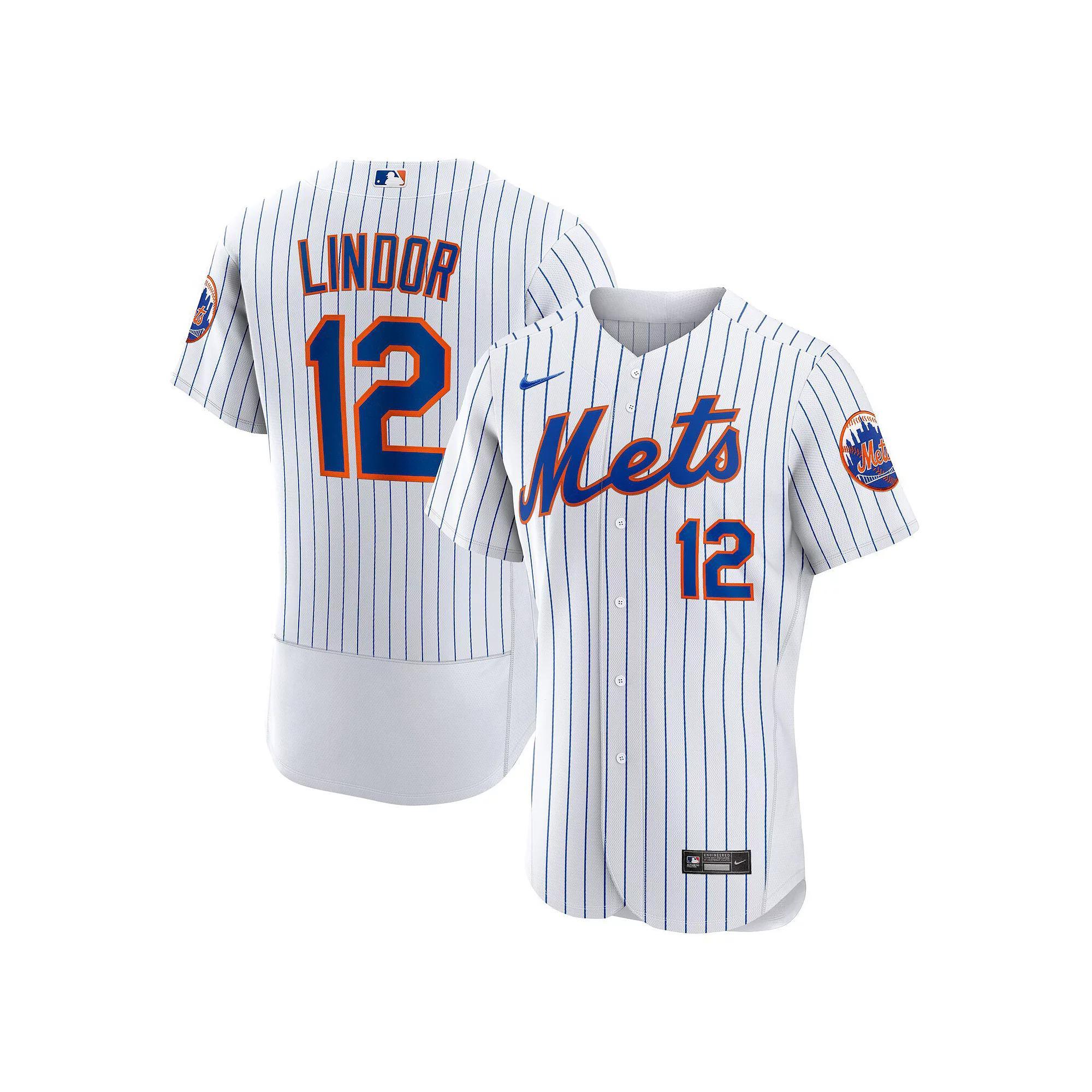 Men's Nike Francisco Lindor White New York Mets Home Authentic Player Jersey, Size: 48 Product Image