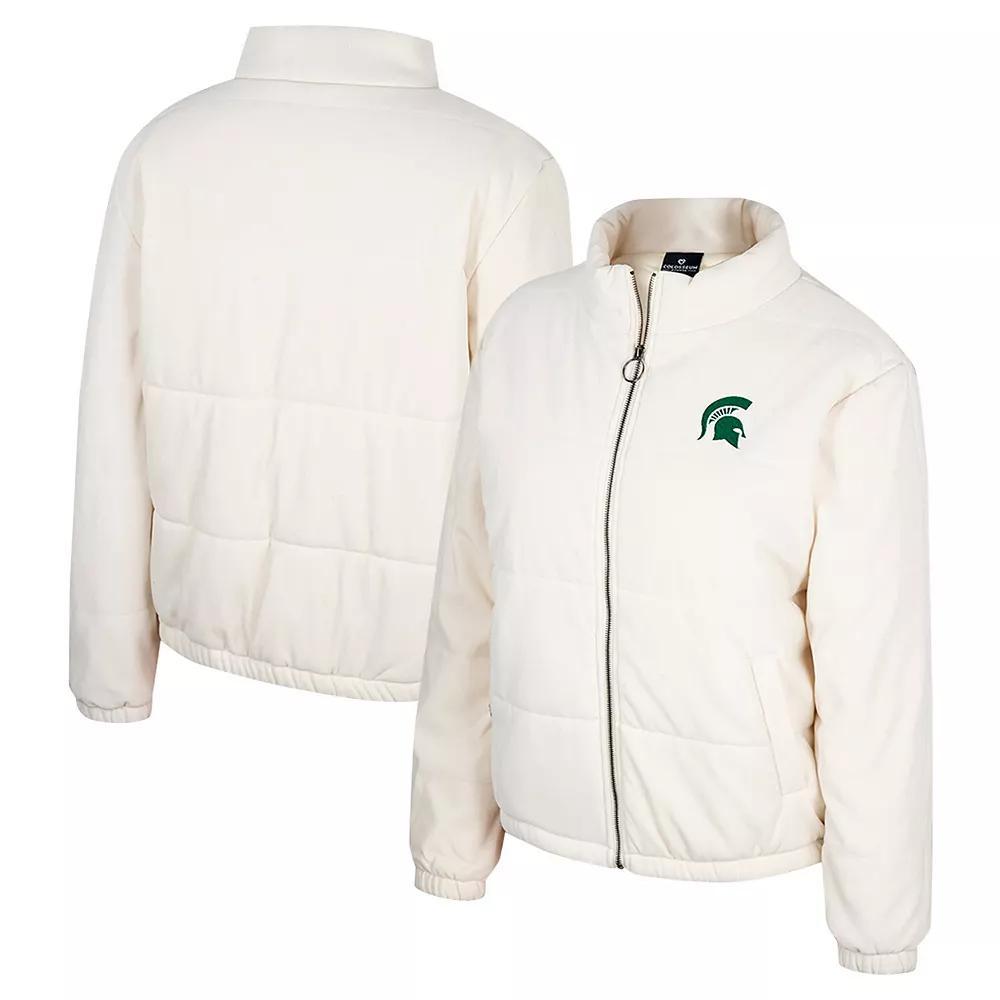 Women's Colosseum Cream Michigan Wolverines So Hot Right Now Quilted Puffer Full-Zip Jacket, Size: Medium, Beige Product Image
