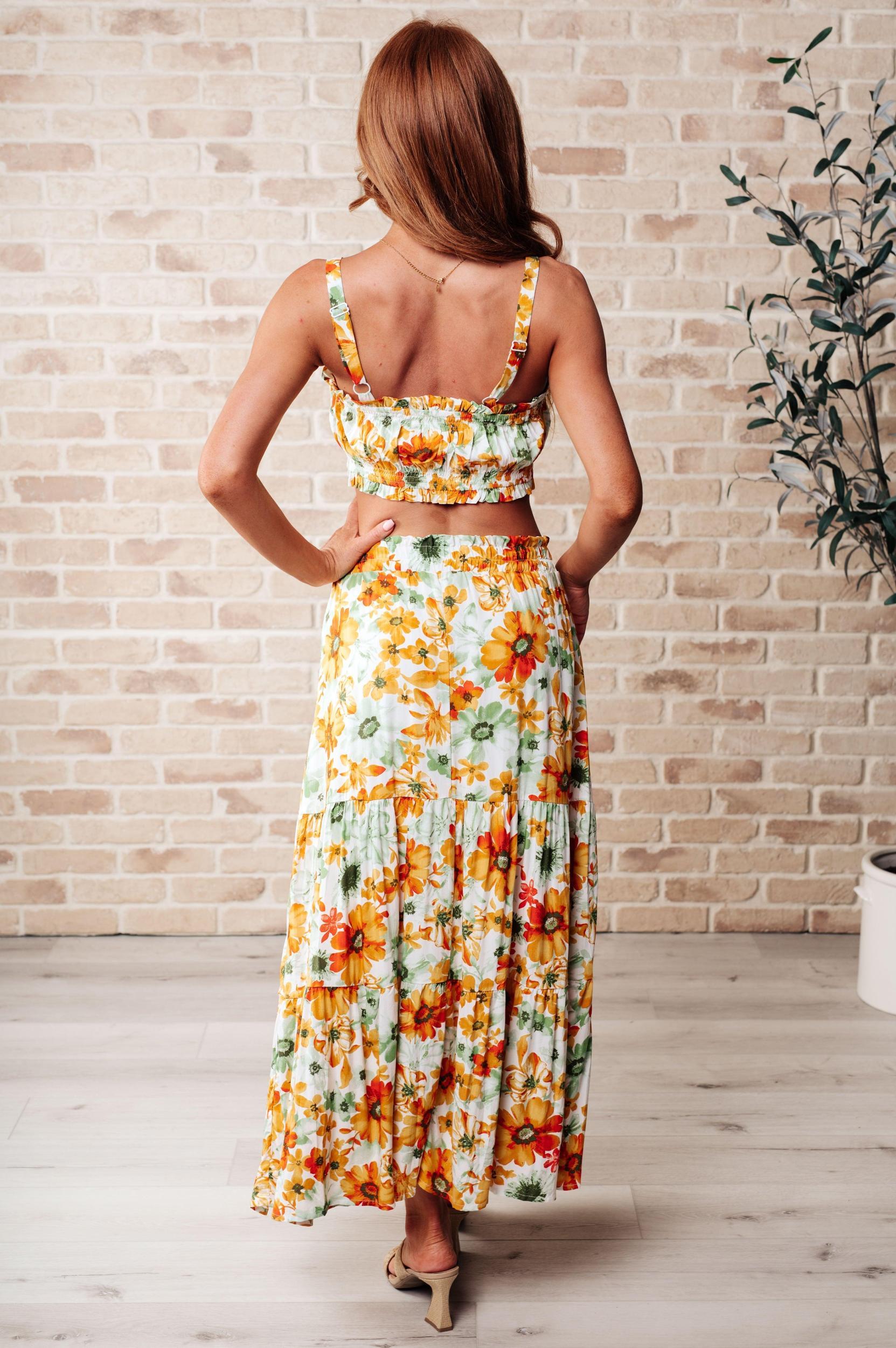 Cutie Patootie Tiered Skirt and Top Set in Orange Product Image