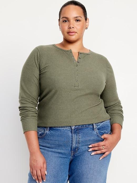 Ribbed Henley Top Product Image