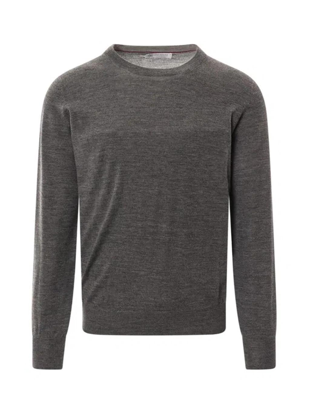 BRUNELLO CUCINELLI Wool And Cashmere Sweater In Lead+light Gray Product Image