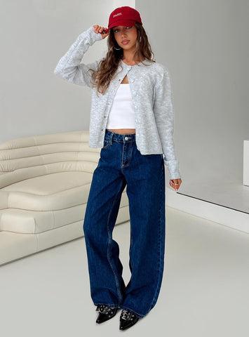 Shima Low Rise Straight Leg Jeans Mid Wash Product Image