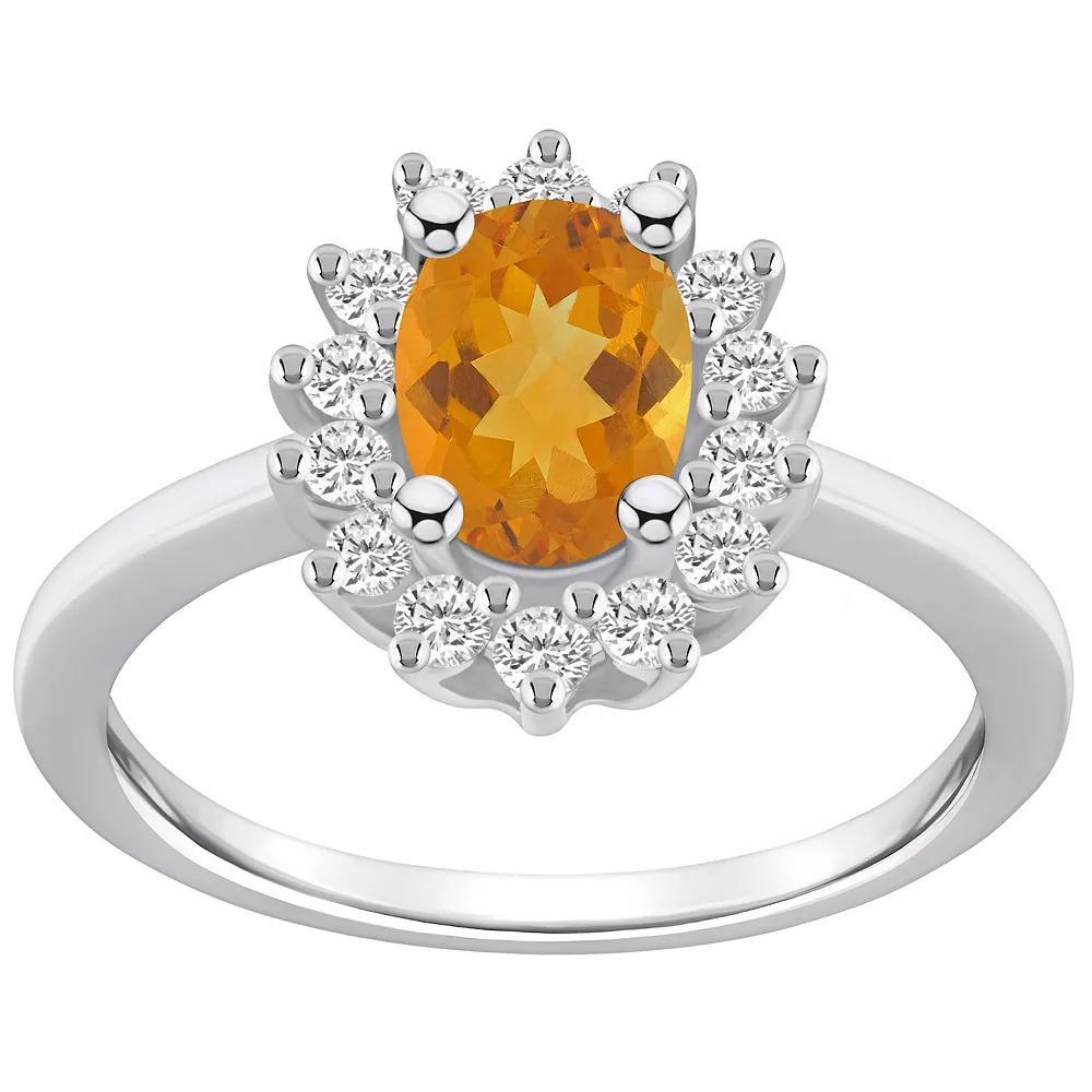 Alyson Layne 14k White Gold Oval Cut Peridot & 1/3 Carat T.W. Diamond Halo Ring, Women's, Size: 5, Green Product Image