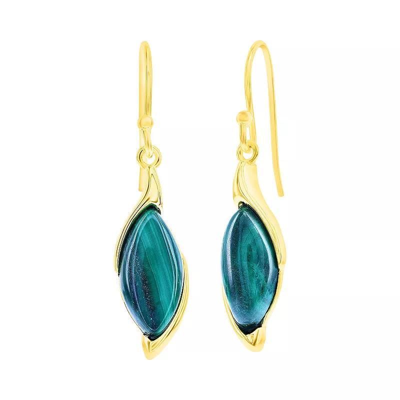 Nautica Rocks Gold Over Silver Marquise Malachite Earrings, Womens, Gold Tone Product Image