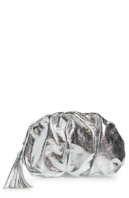 Ruched Zip Faux-Leather Clutch Bag Product Image