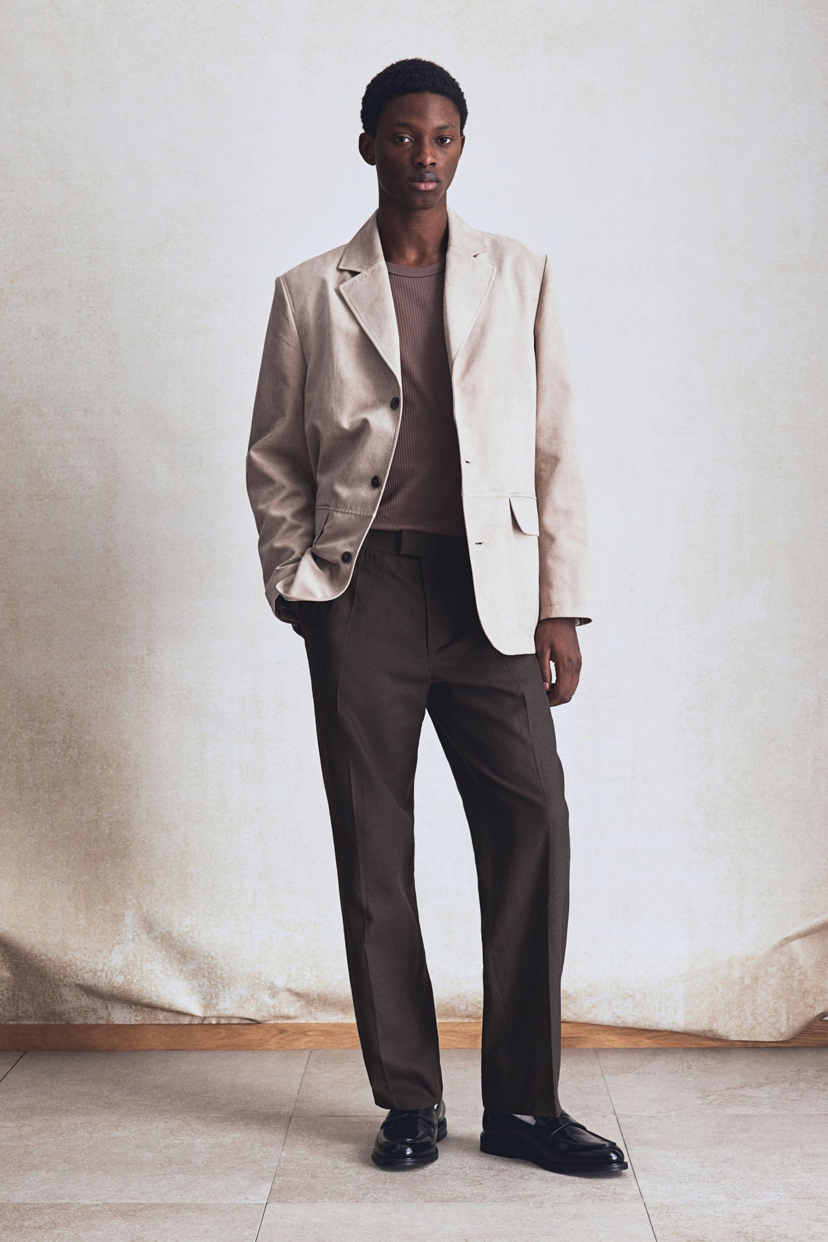 Relaxed-Fit Tailored Linen-Blend Pants Product Image