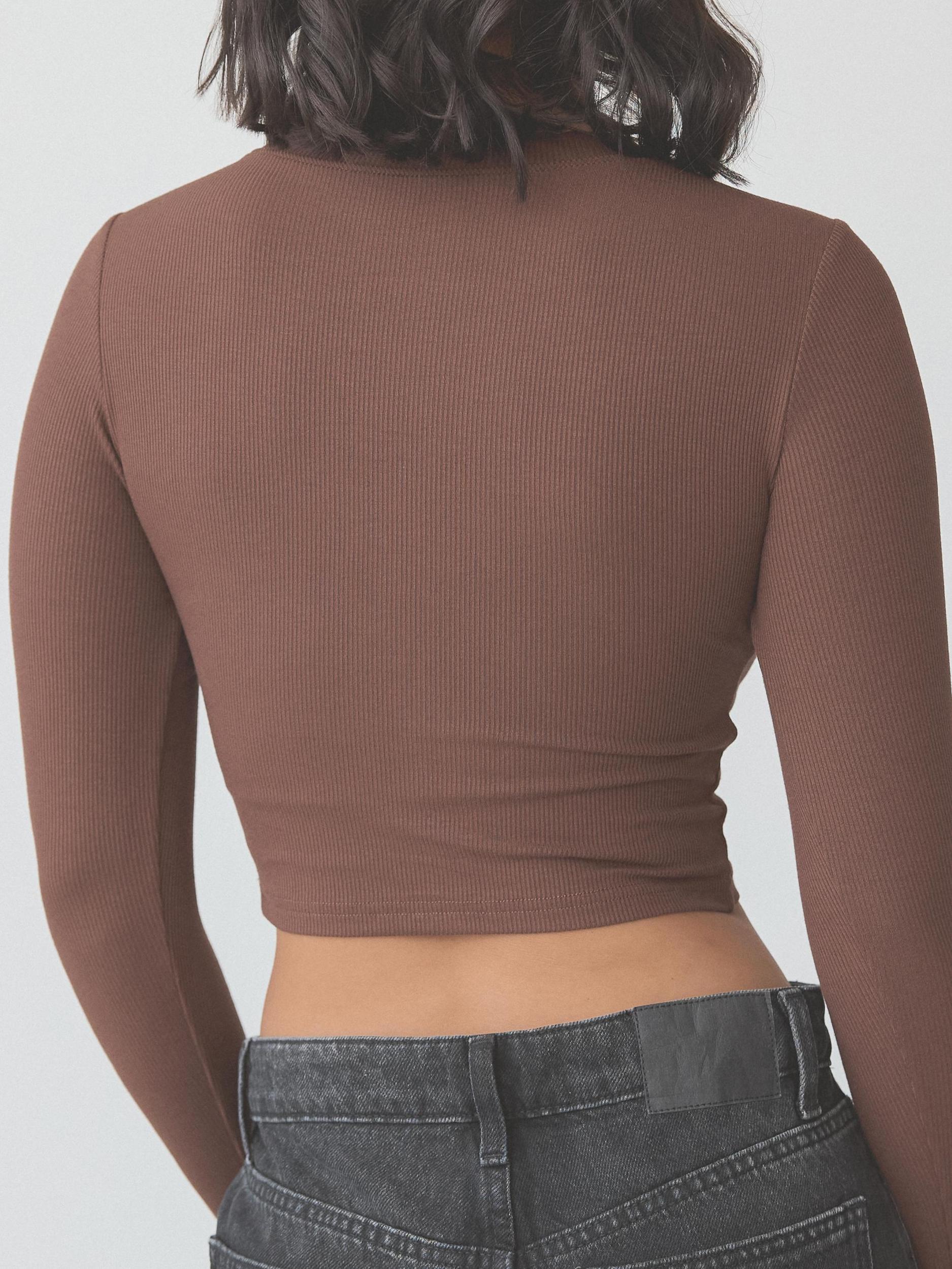 Ribbed Crew Neck Long Sleeve Crop Product Image