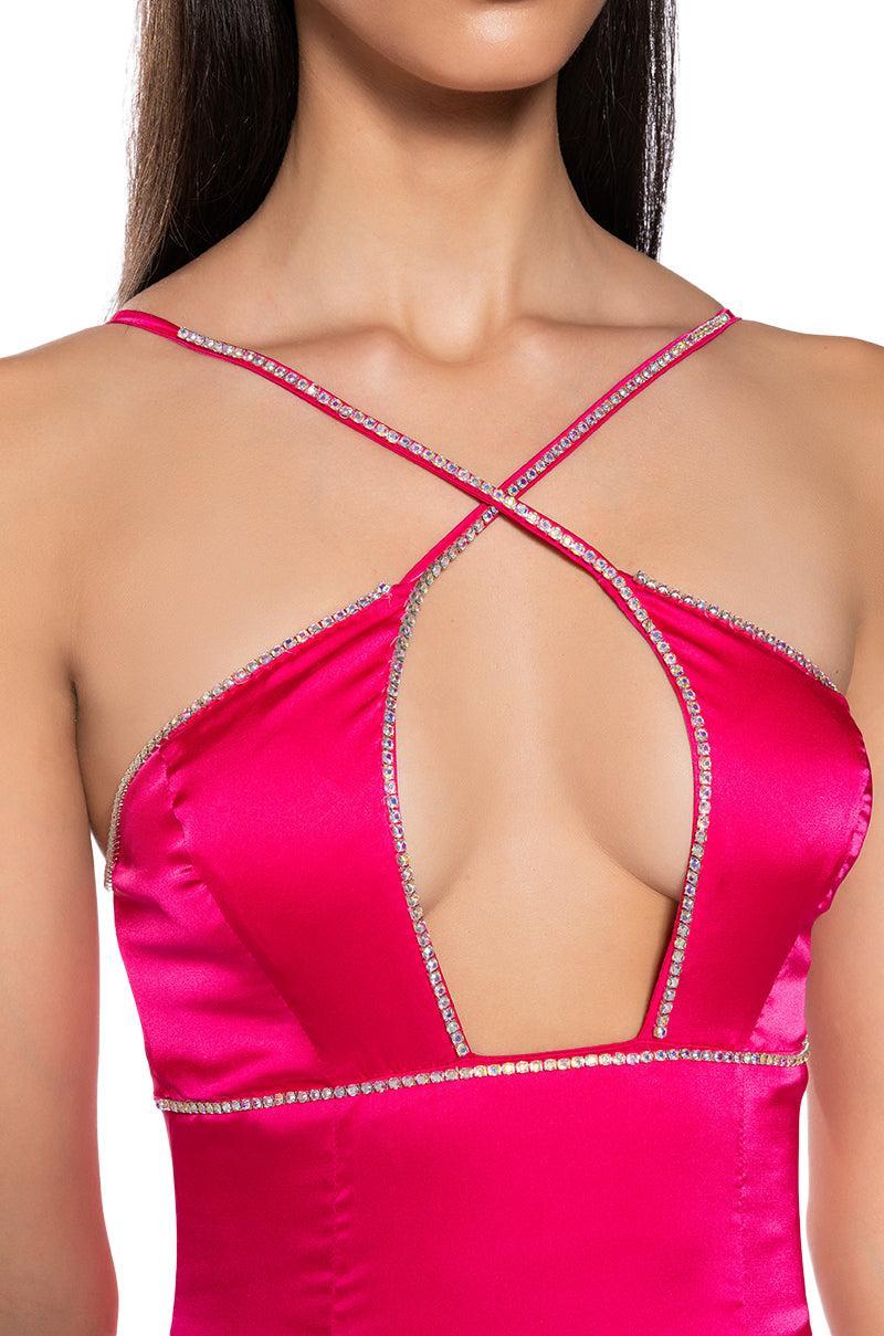 LIFE OF THE PARTY CUT OUT SATIN MINI DRESS Product Image