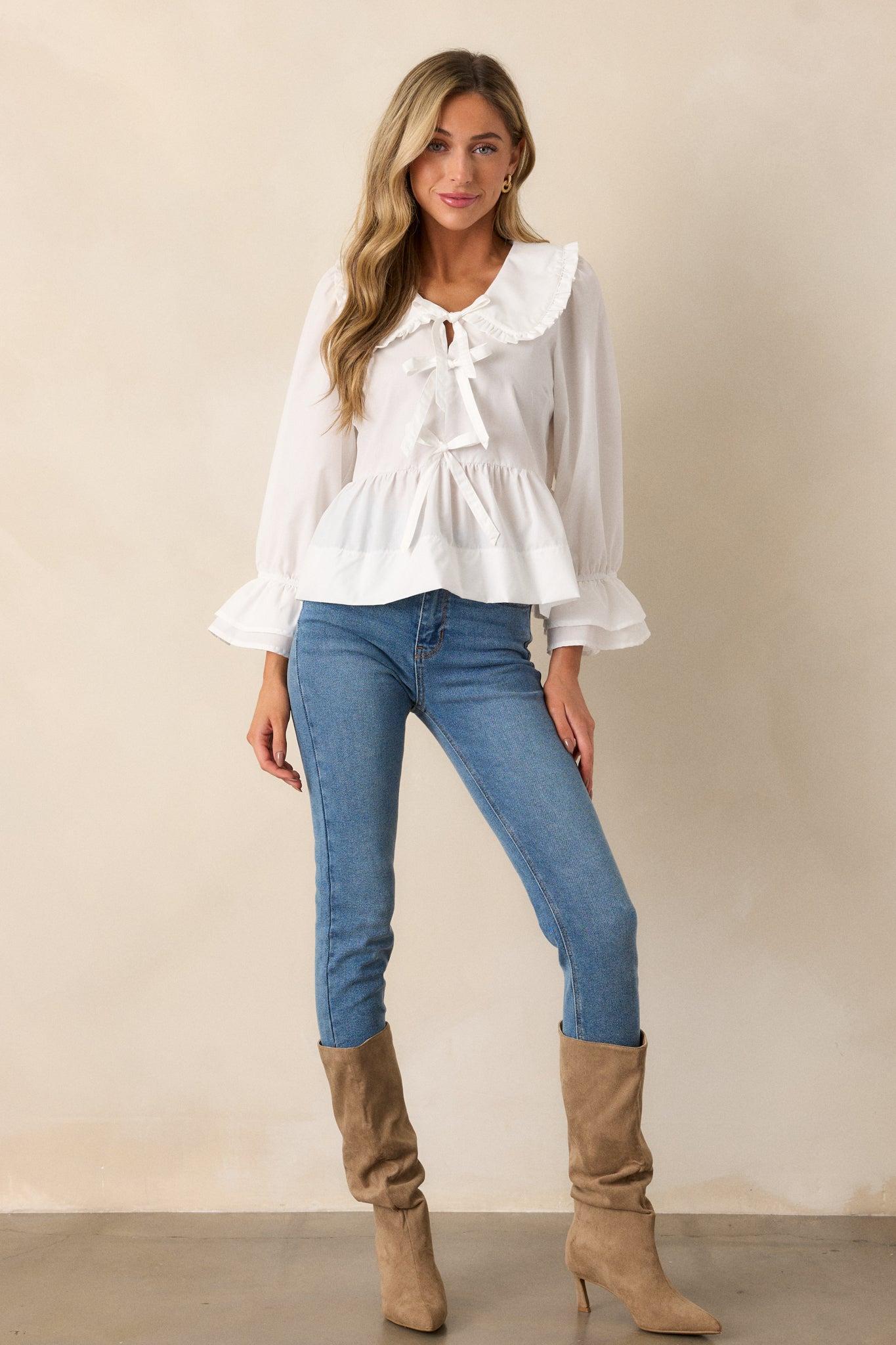 Calm Reflections Cotton Ivory Blouse Product Image