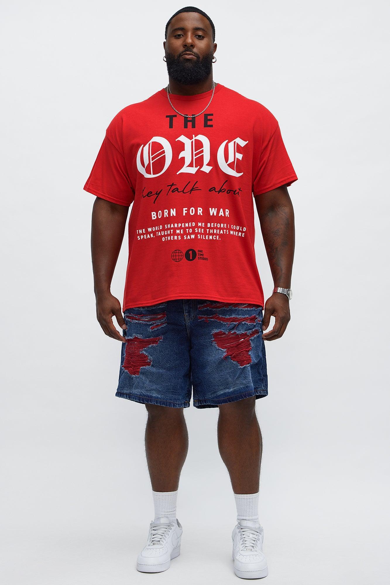 Relaxed We In These Streets Destroyed Denim Shorts - Dark Wash Product Image
