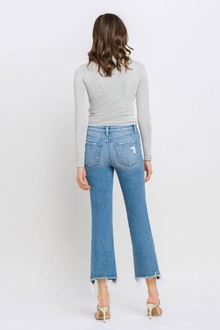 Mid Rise Frayed Hem Jeans Product Image