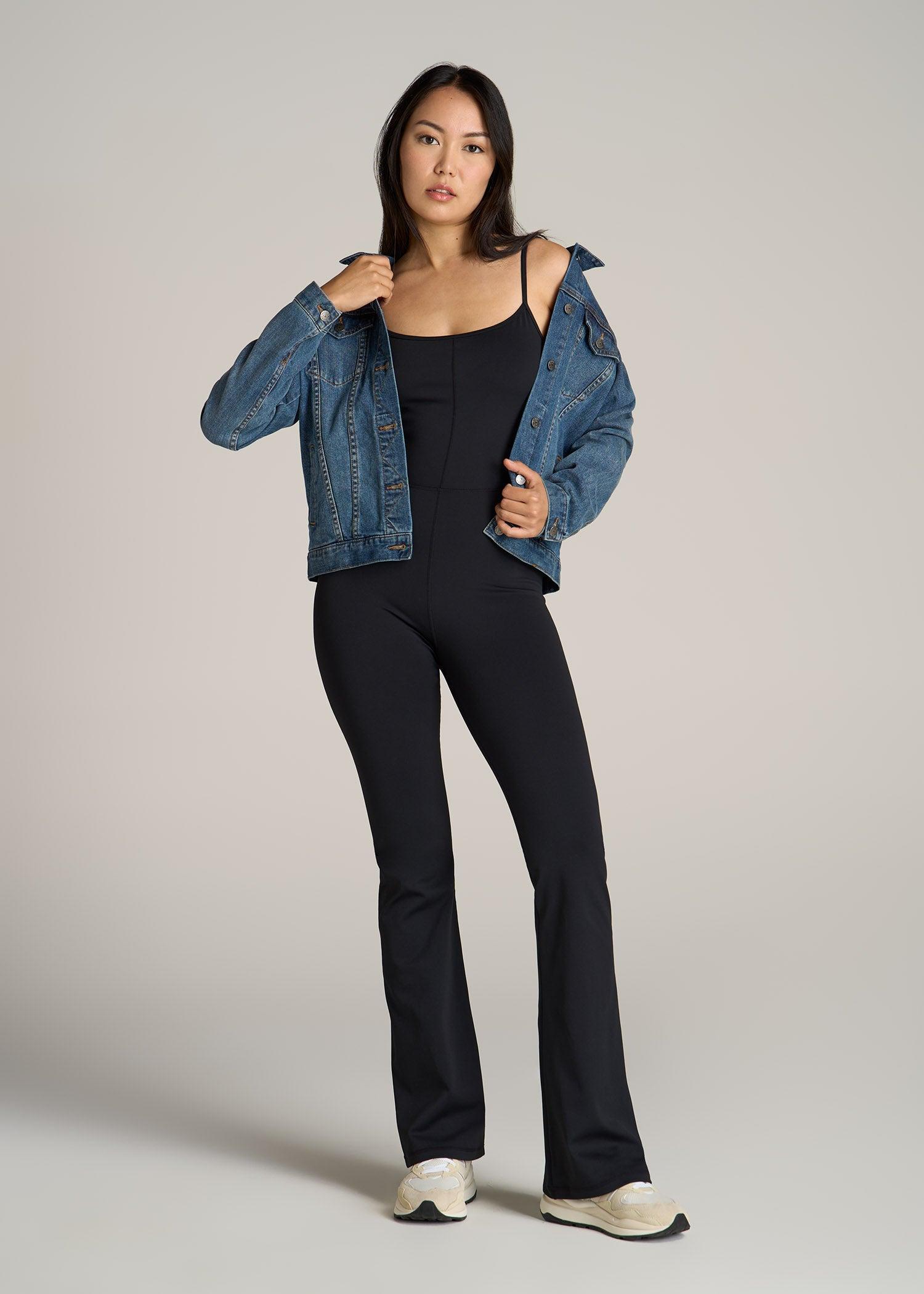 Spaghetti Strap Flare Tall Women's Jumpsuit in Black Product Image