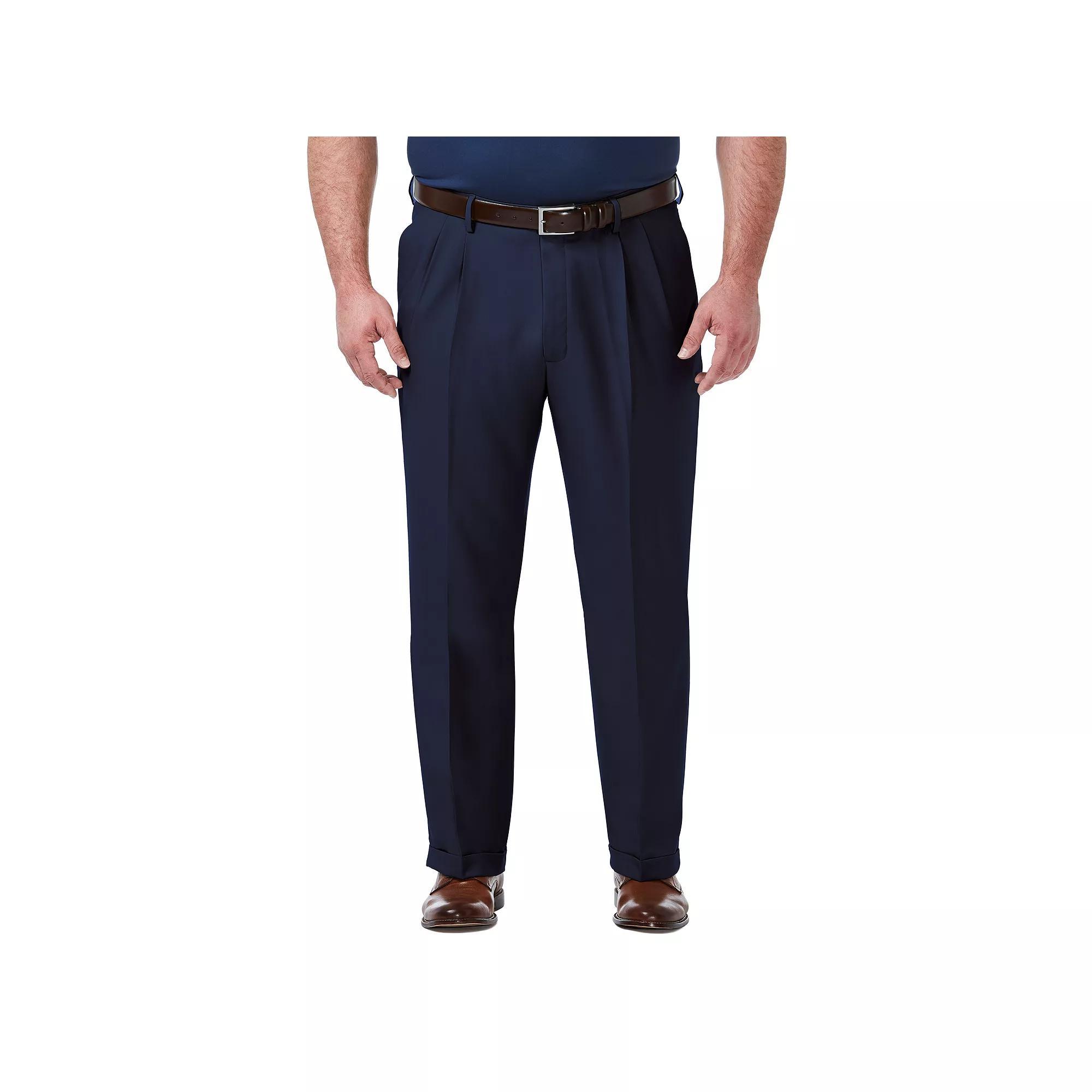 Big & Tall Haggar Premium Comfort Classic-Fit Pleated Hidden Expandable Waistband Dress Pants, Mens Product Image