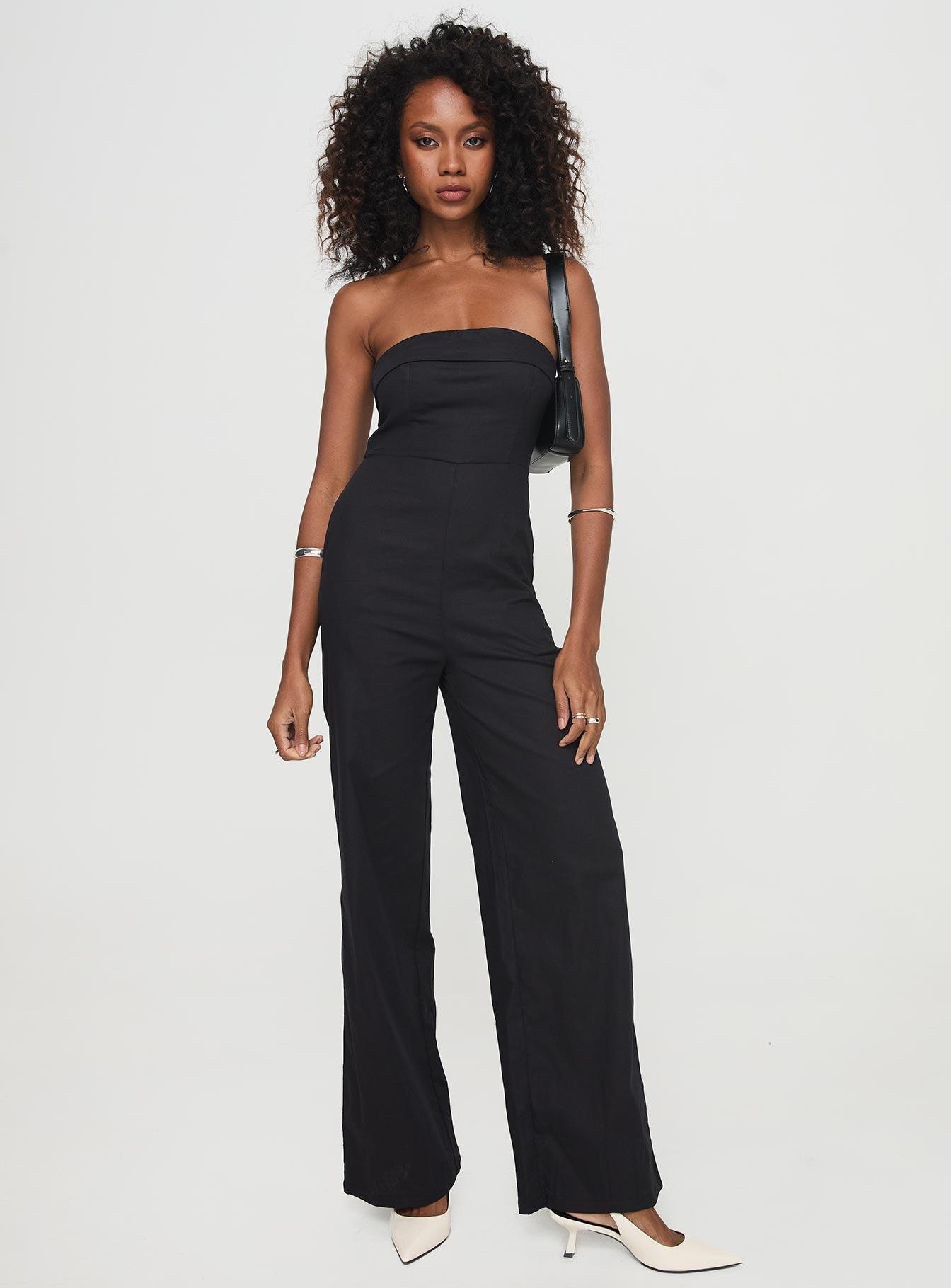 Luster Strapless Jumpsuit Black Product Image