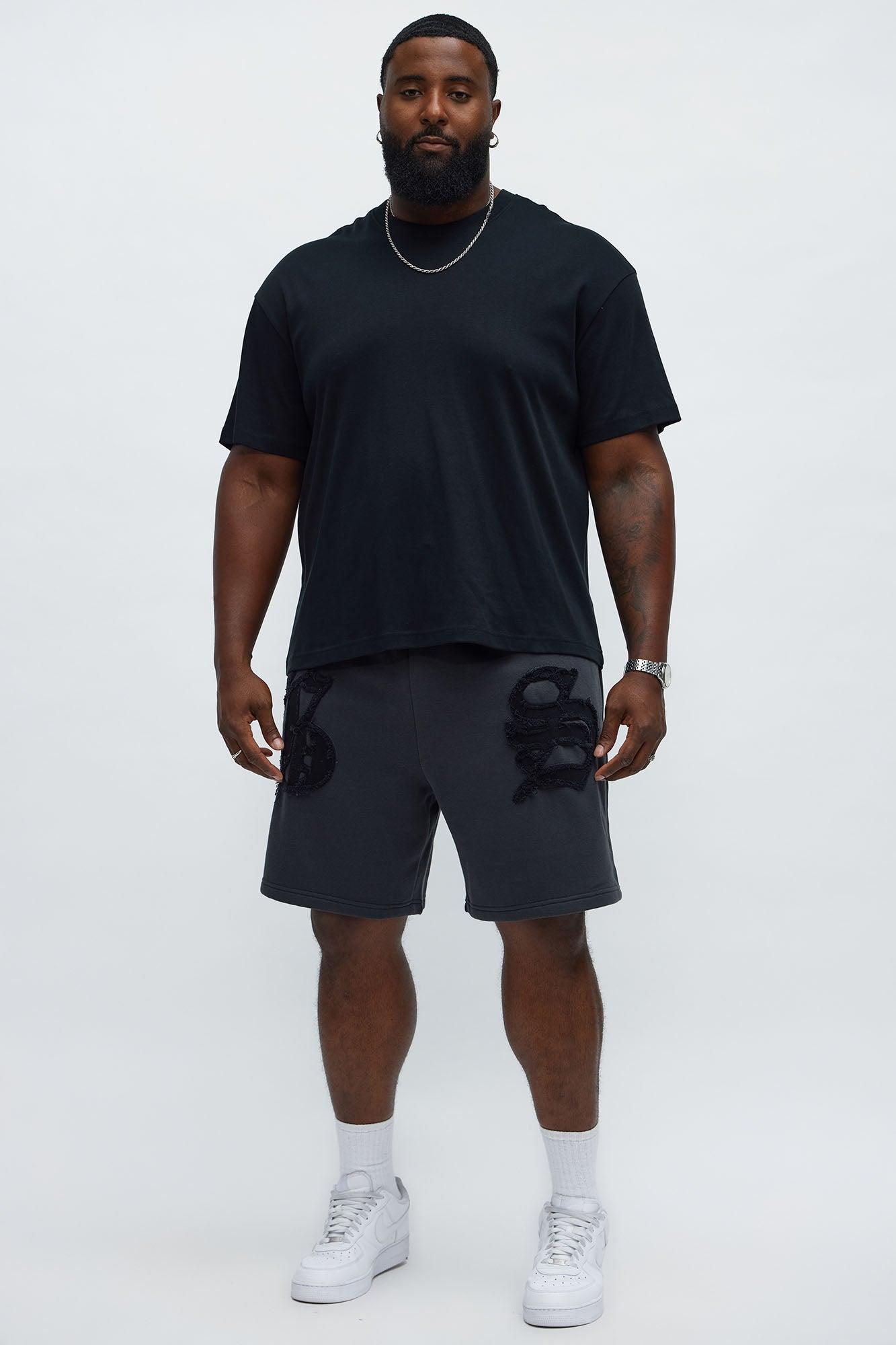 Tyson Relaxed Hit Up Applique Shorts - Charcoal Product Image
