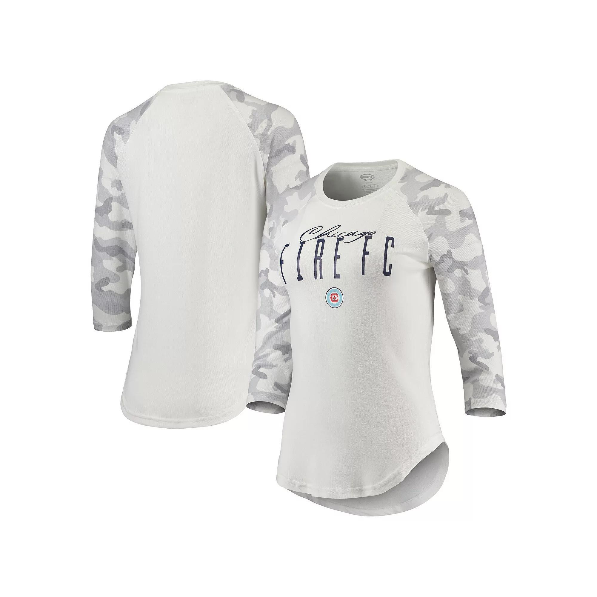 Women's Concepts Sport Cream/Gray Chicago Fire Composite 3/4-Sleeve Raglan Top, Size: Medium, Cfs Beige Product Image