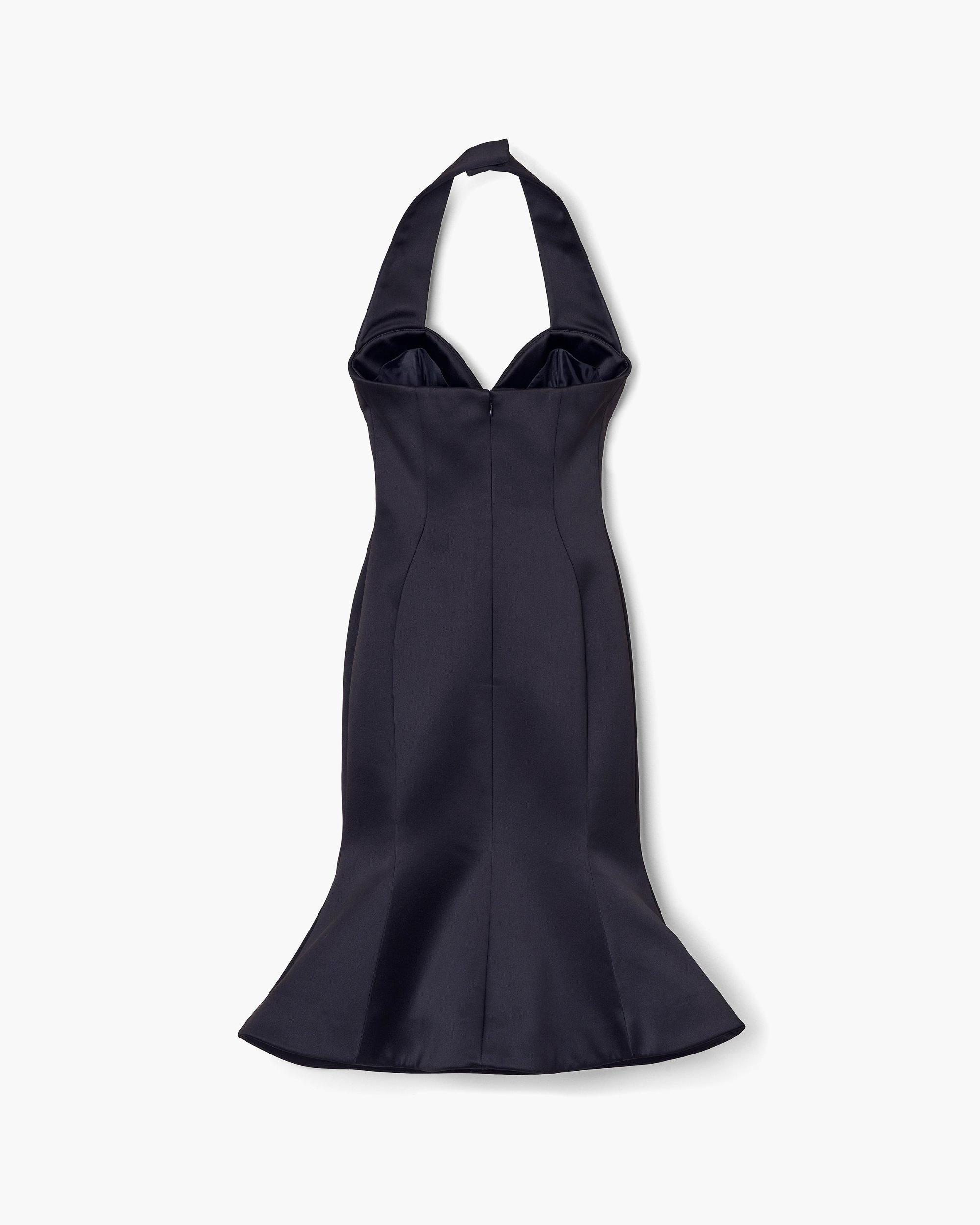 Sculpted Satin Halter Dress Product Image