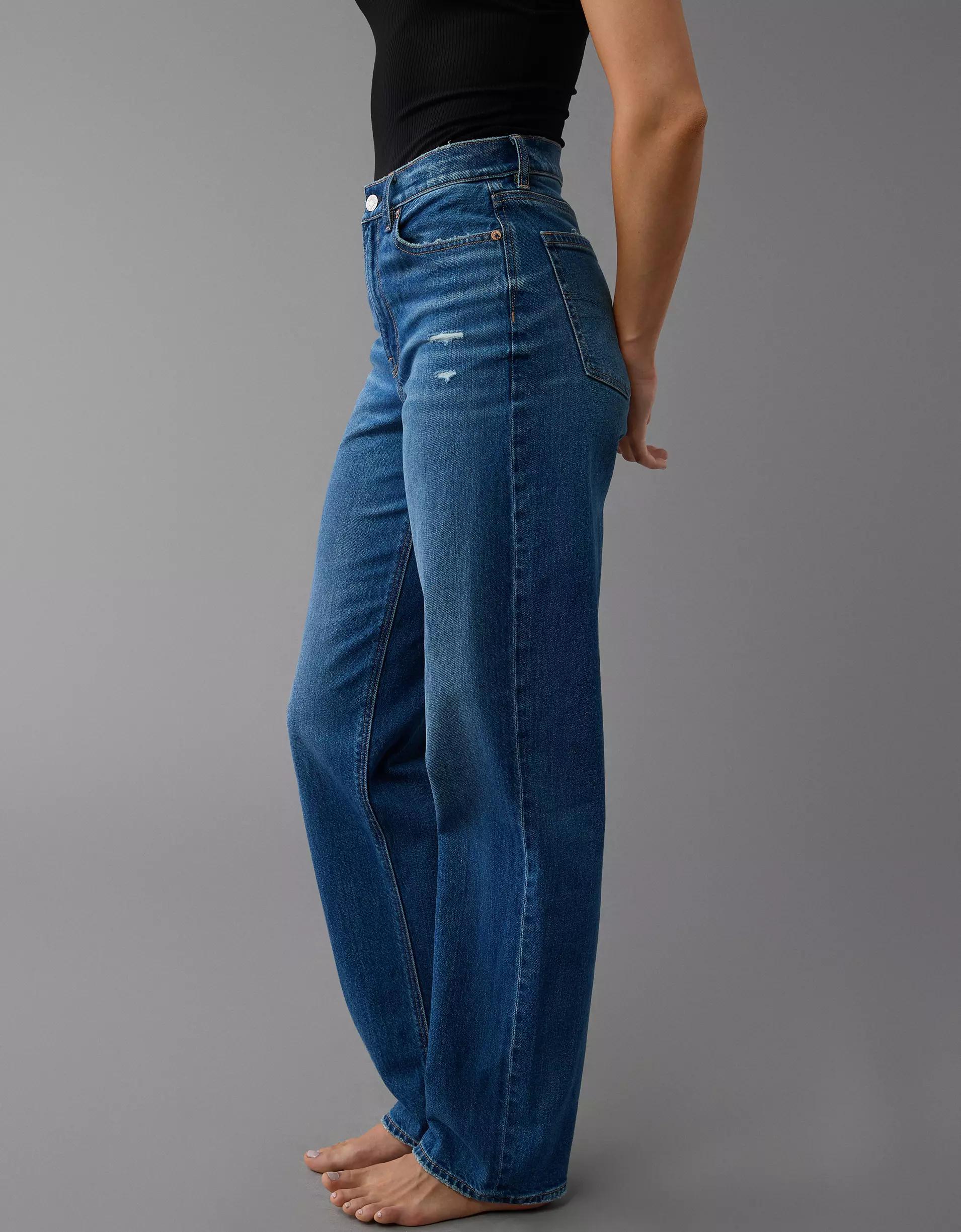 AE Strigid Super High-Waisted Baggy Straight Jean Product Image