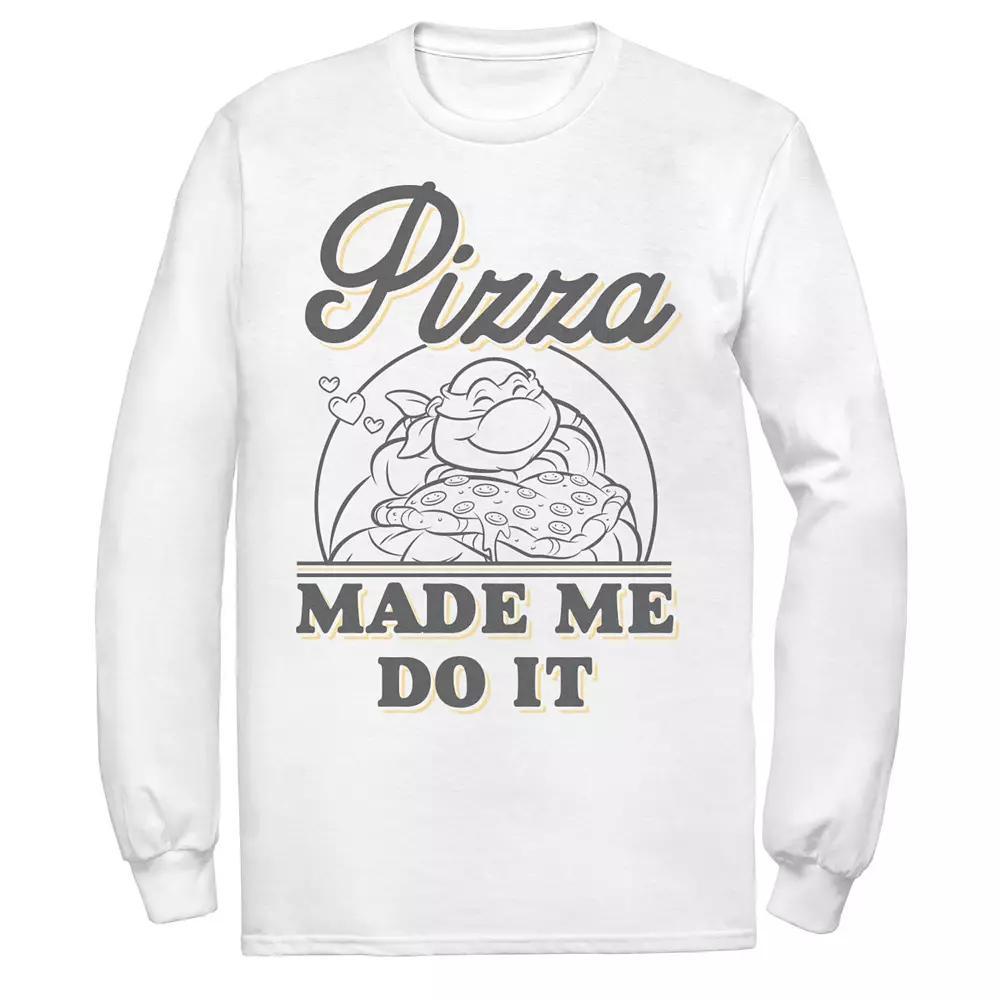 Men's Ninja Turtles Pizza Made Me Do It Long Sleeve Tee, Size: XXL, White Product Image