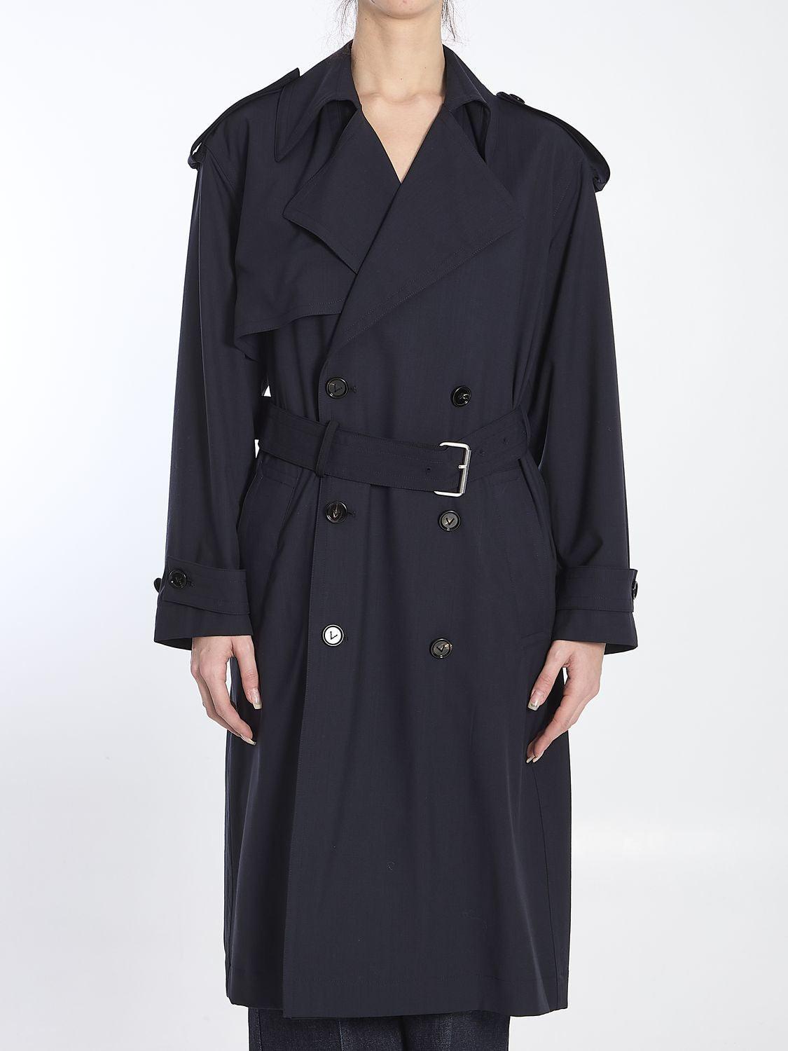 BOTTEGA VENETA Fine Wool Trench Coat In Blue Product Image