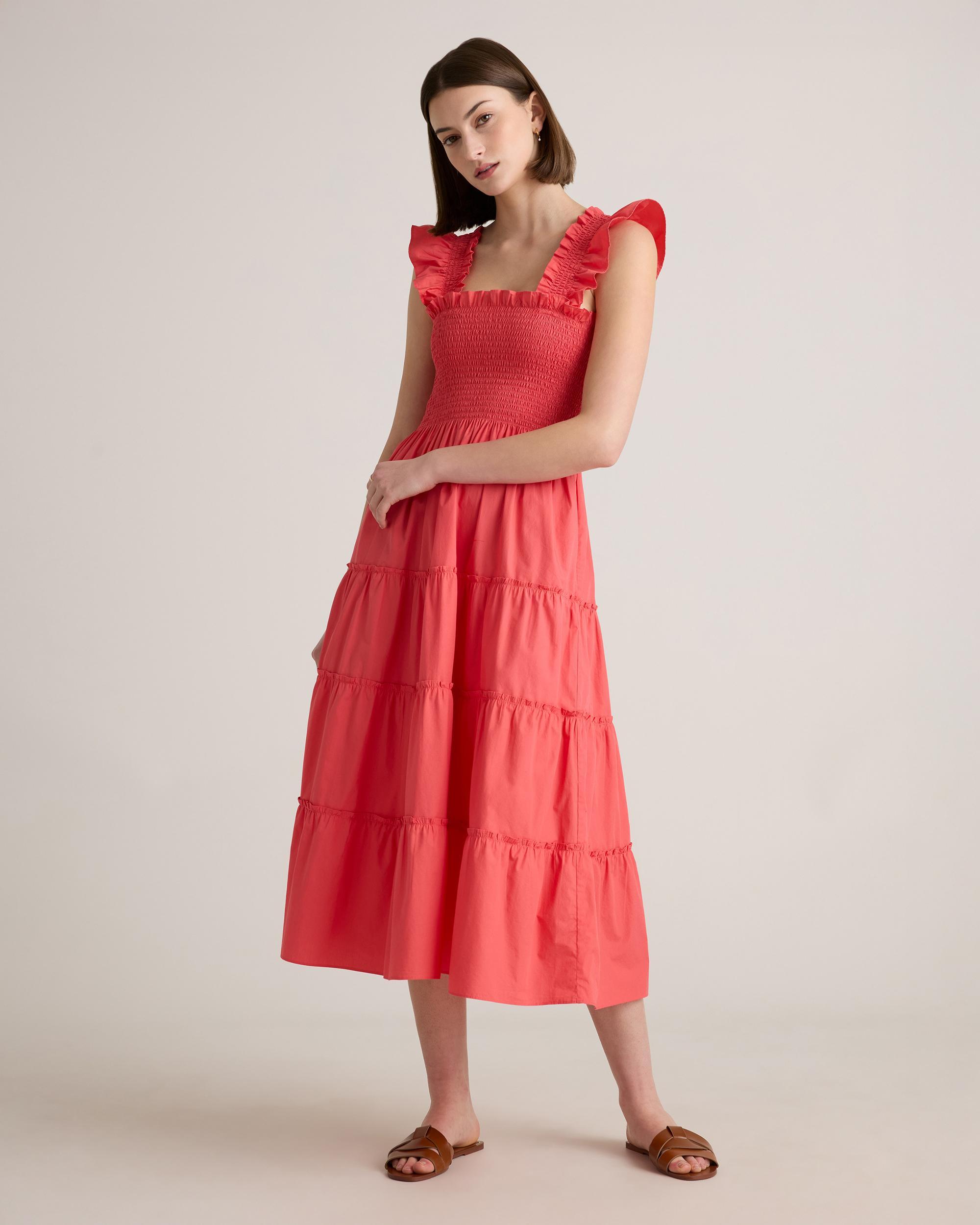 100% Organic Cotton Smocked Midi Dress Product Image
