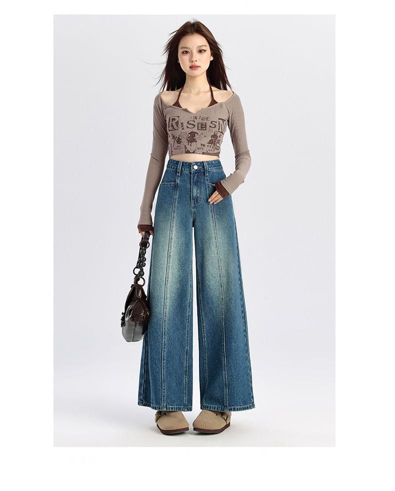 High Rise Wide Leg Jeans (Various Designs) Product Image