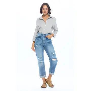 High Rise Ripped Boyfriend Jeans Product Image