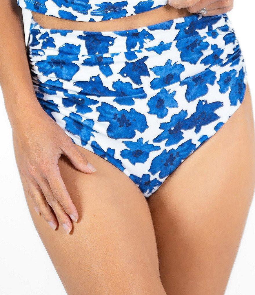 Janela Bay Shoreline Floral Ruched High Cut Seamless High Waist Swim Bottom Product Image