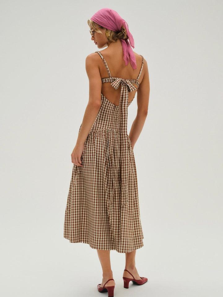 Gingerbread Gingham Midi Dress — Neutral Product Image
