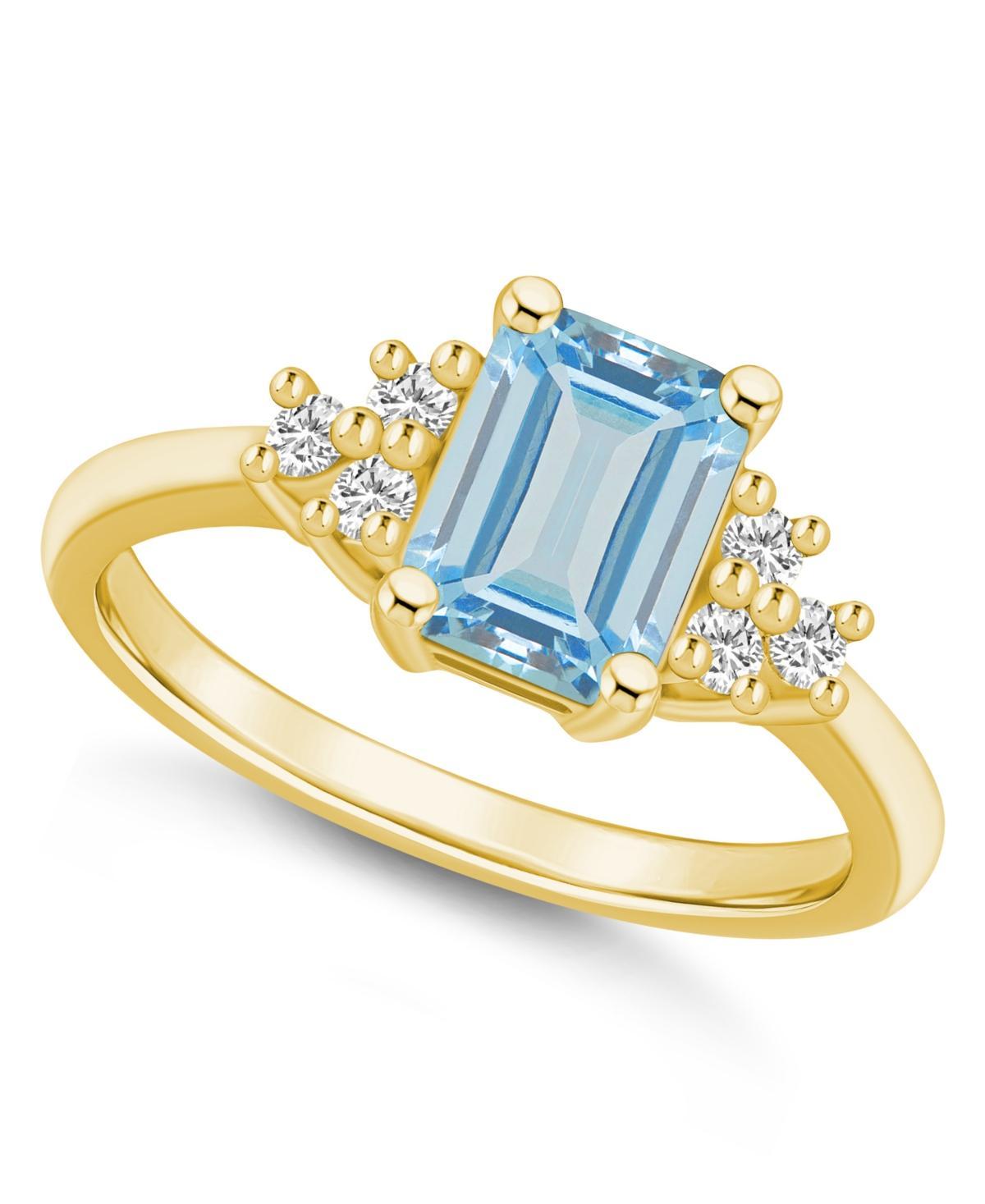 Alyson Layne 14k White Gold Emerald-Cut Aquamarine & 1/5 Carat T.W. Diamond Ring, Women's, Size: 9 Product Image