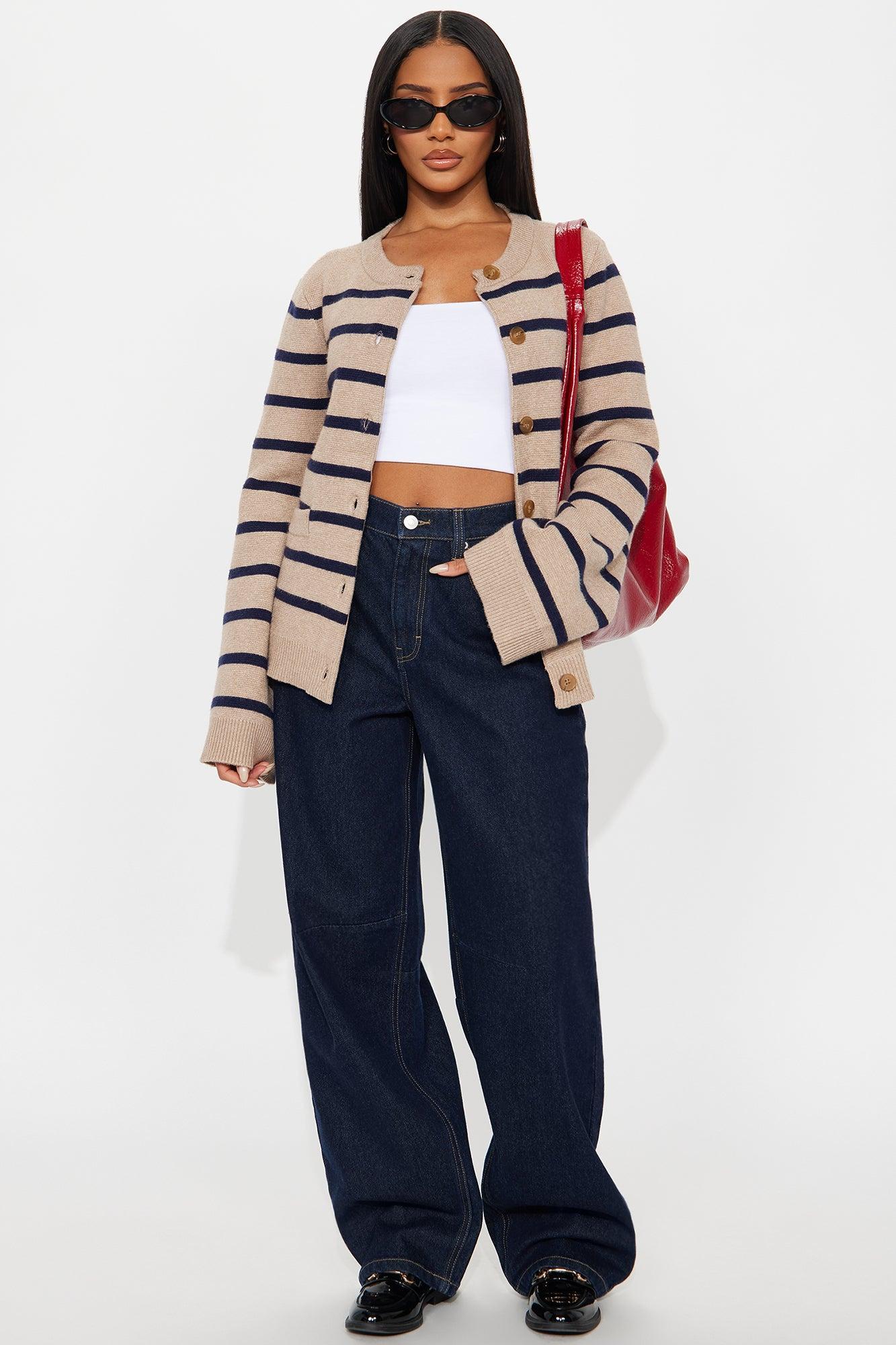 Grace Bell Sleeve Cardigan - Taupe/combo Product Image