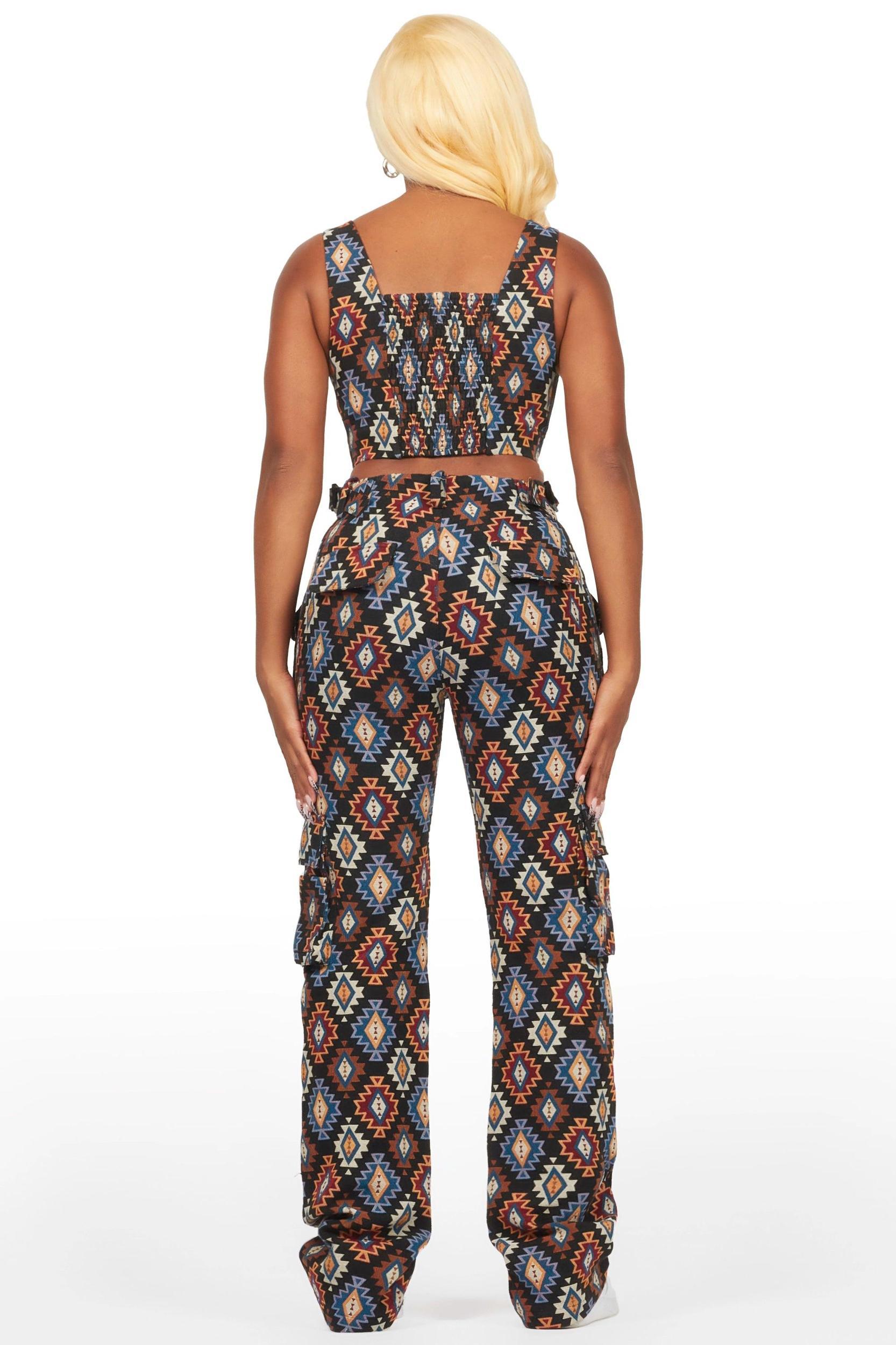 Andraila Black Tapestry Stacked Pant Female Product Image